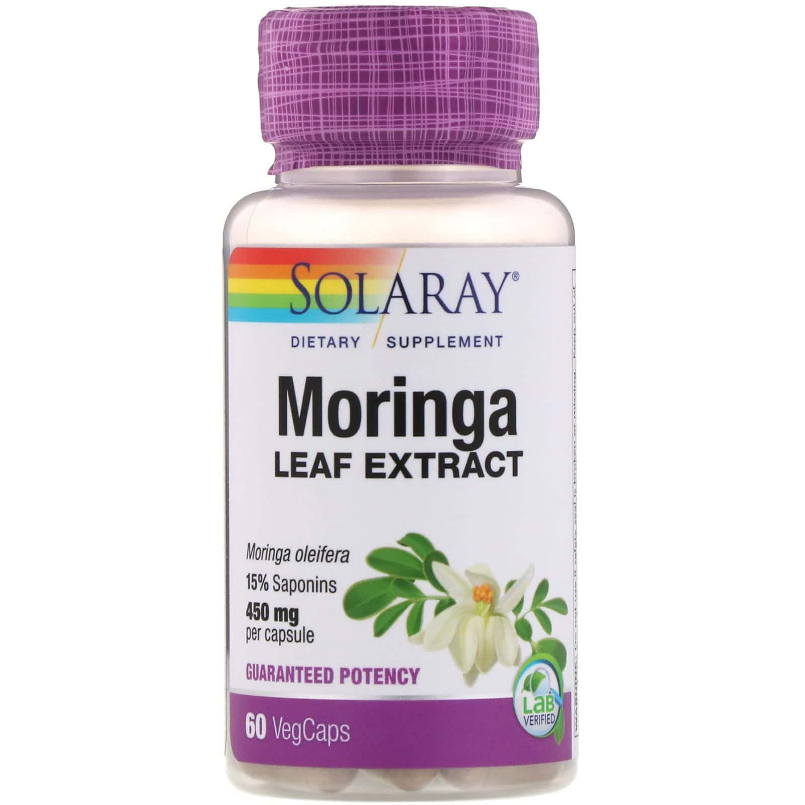 Solaray, Extracto de hoja de moringa, 450 mg, 60 cápsulas vegetarianas
