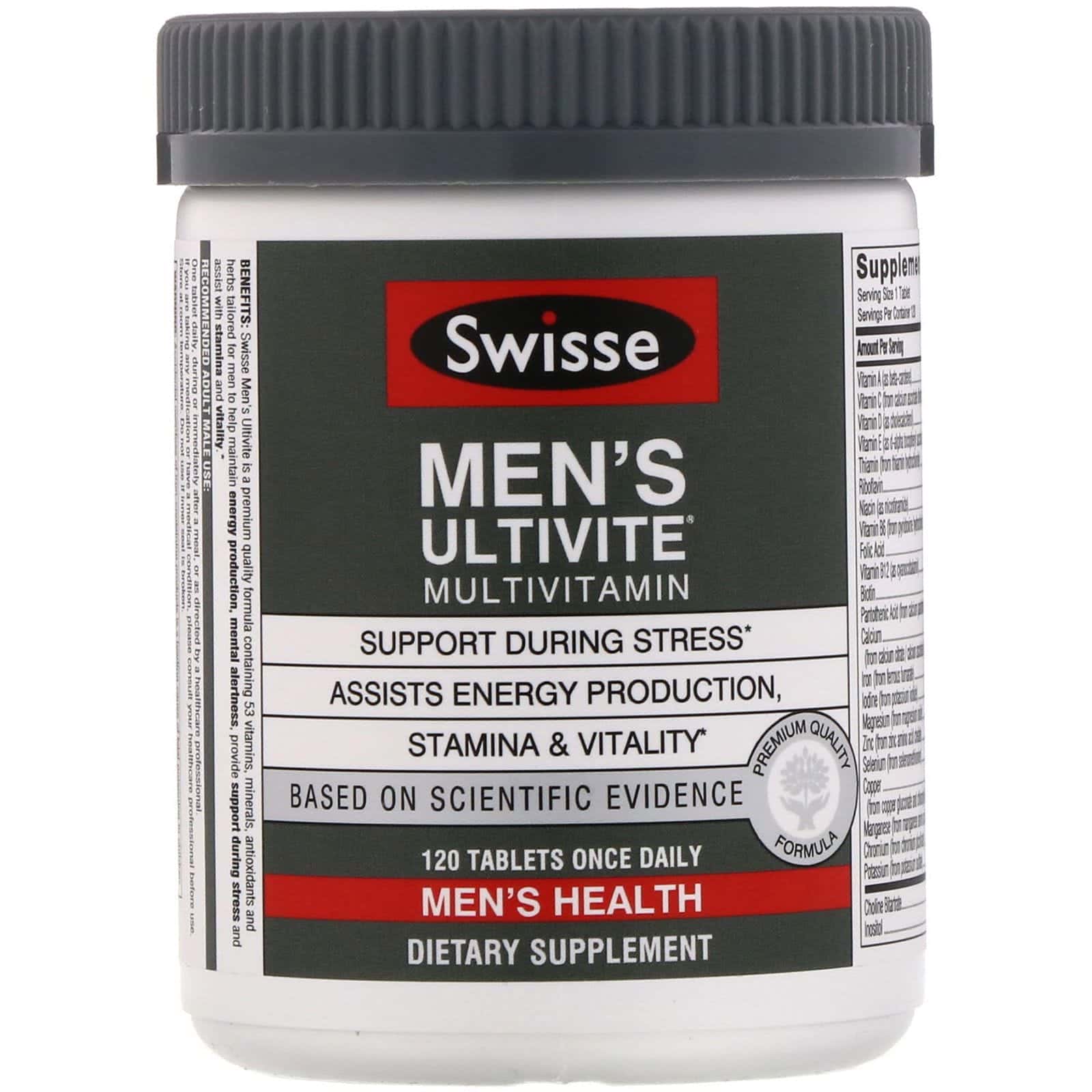 Swisse, Multivitamínico Ultivite para hombres, 120 comprimidos