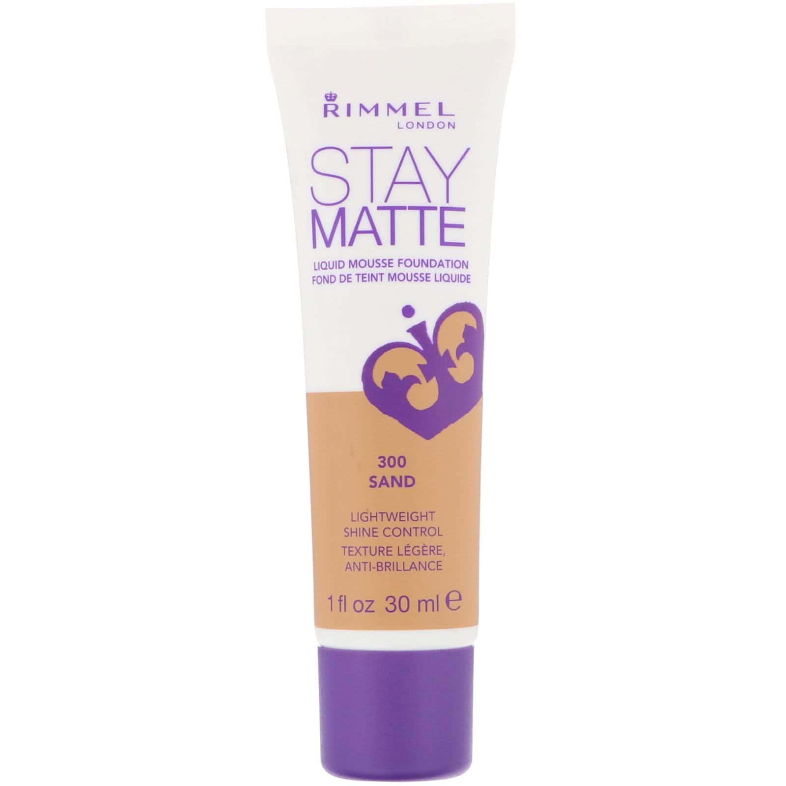 Rimmel London, Base en mousse líquida Stay Matte, 300 Arena verdadera, 30 ml (1 oz. líq.)