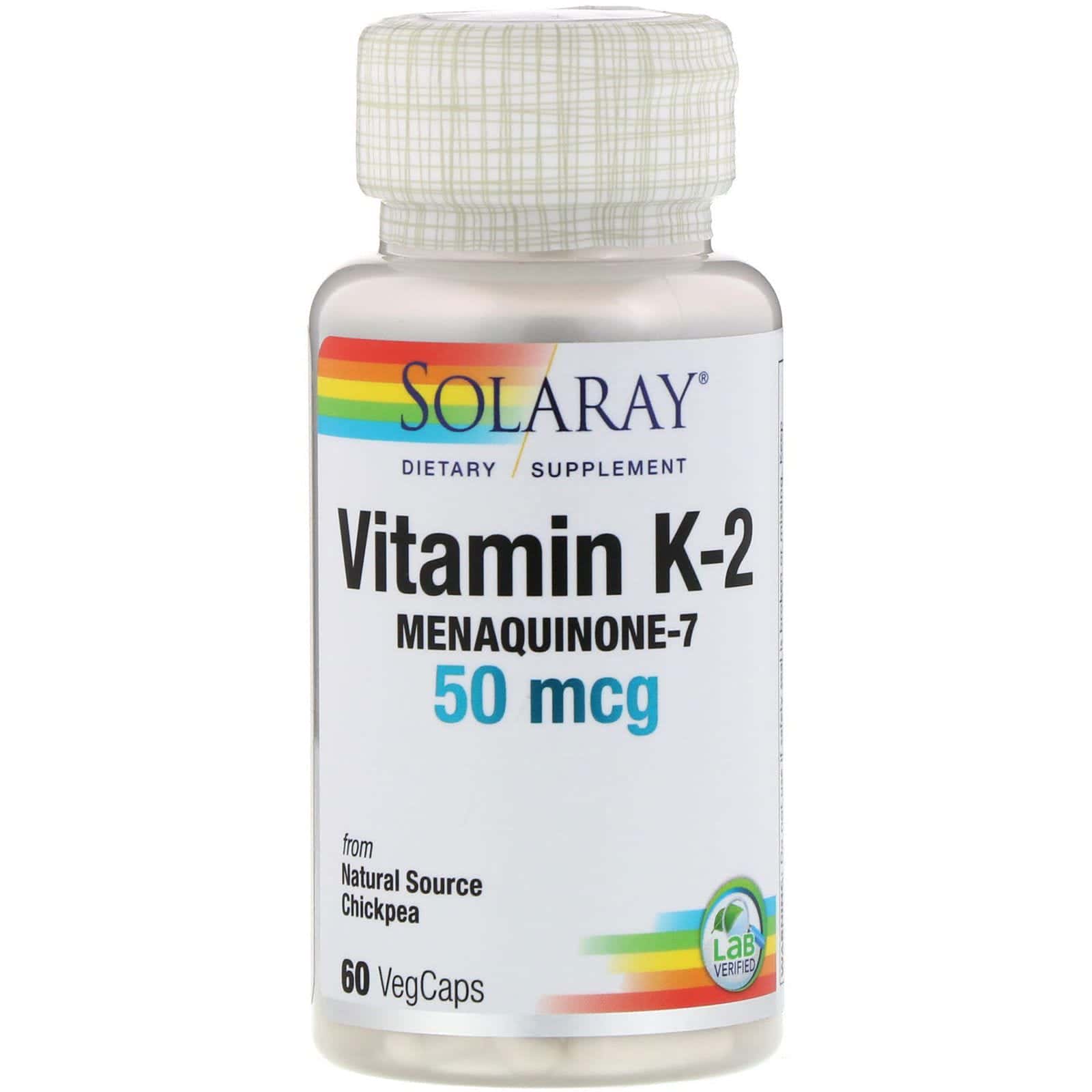 Solaray, Vitamina K-2 Menaquinona-7, 50 mcg, 60 cápsulas vegetales