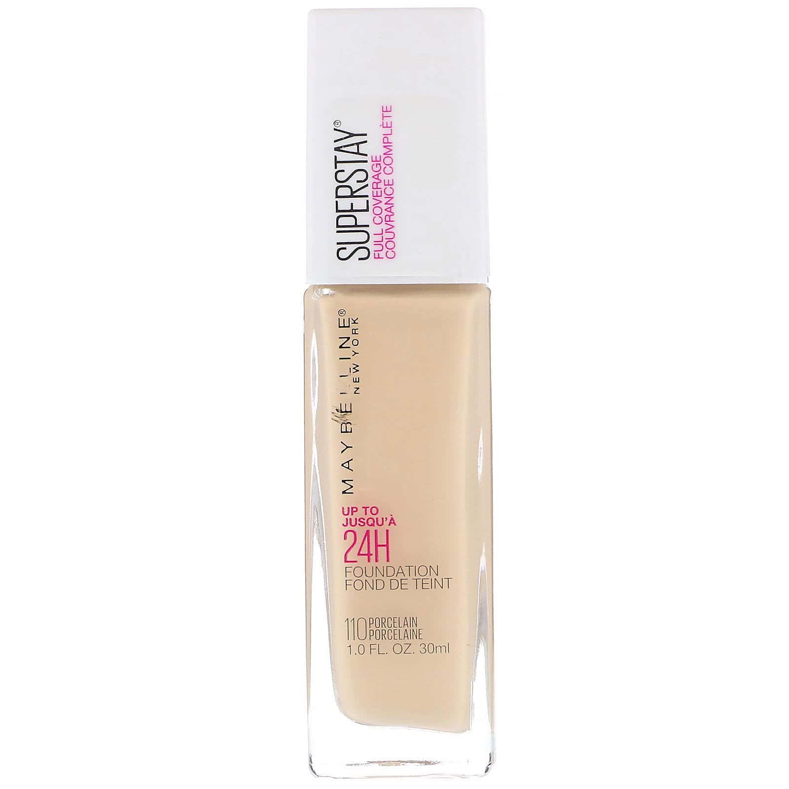 Maybelline, Super Stay, Base de cobertura total, 110 Porcelain (porcelana), 30 ml (1 oz. líq.)