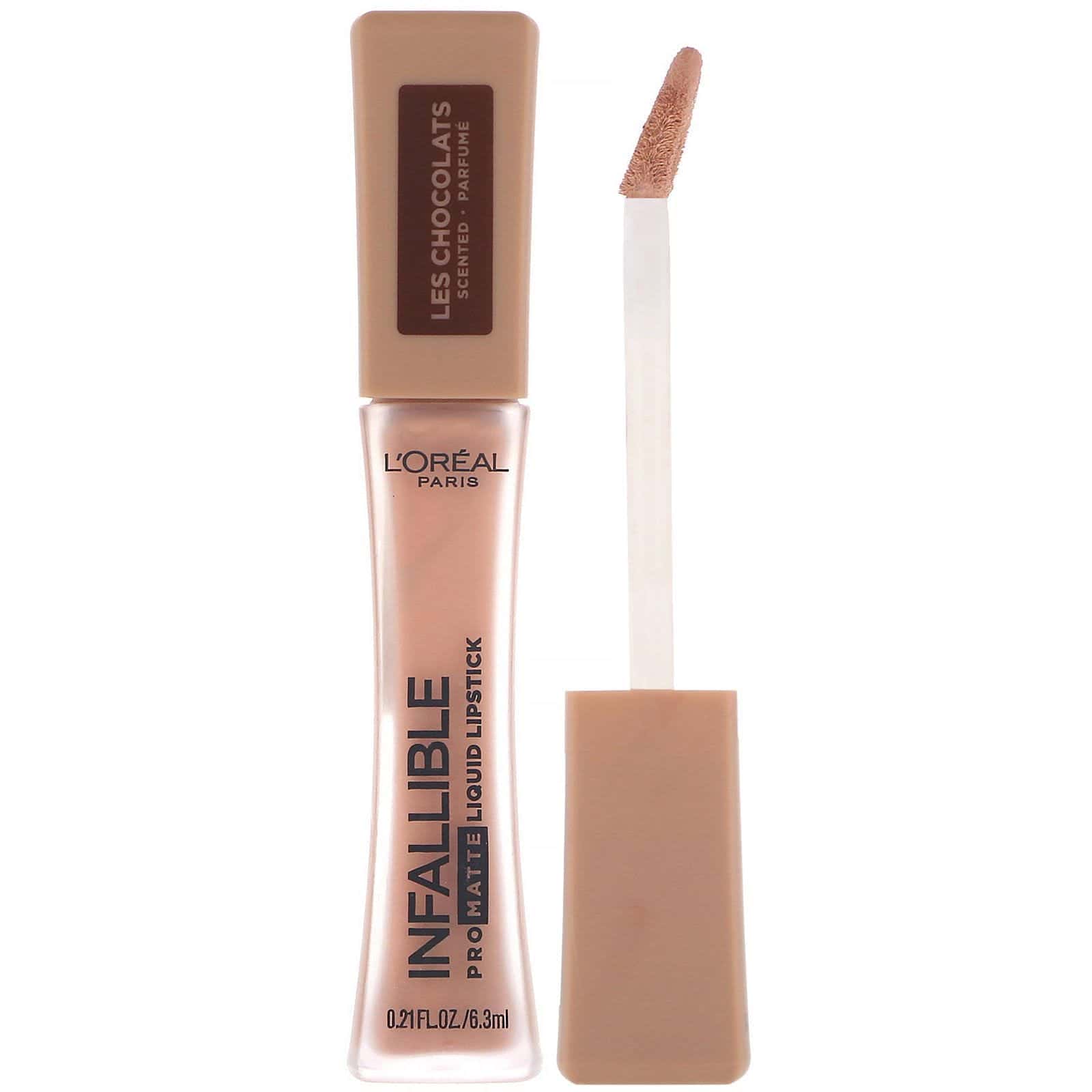 L'Oreal, Lápiz de labios líquido de acabado mate Infallible, Les Chocolats, Tentación de chocolate 844, 6,3 ml (0,21 oz. líq.)