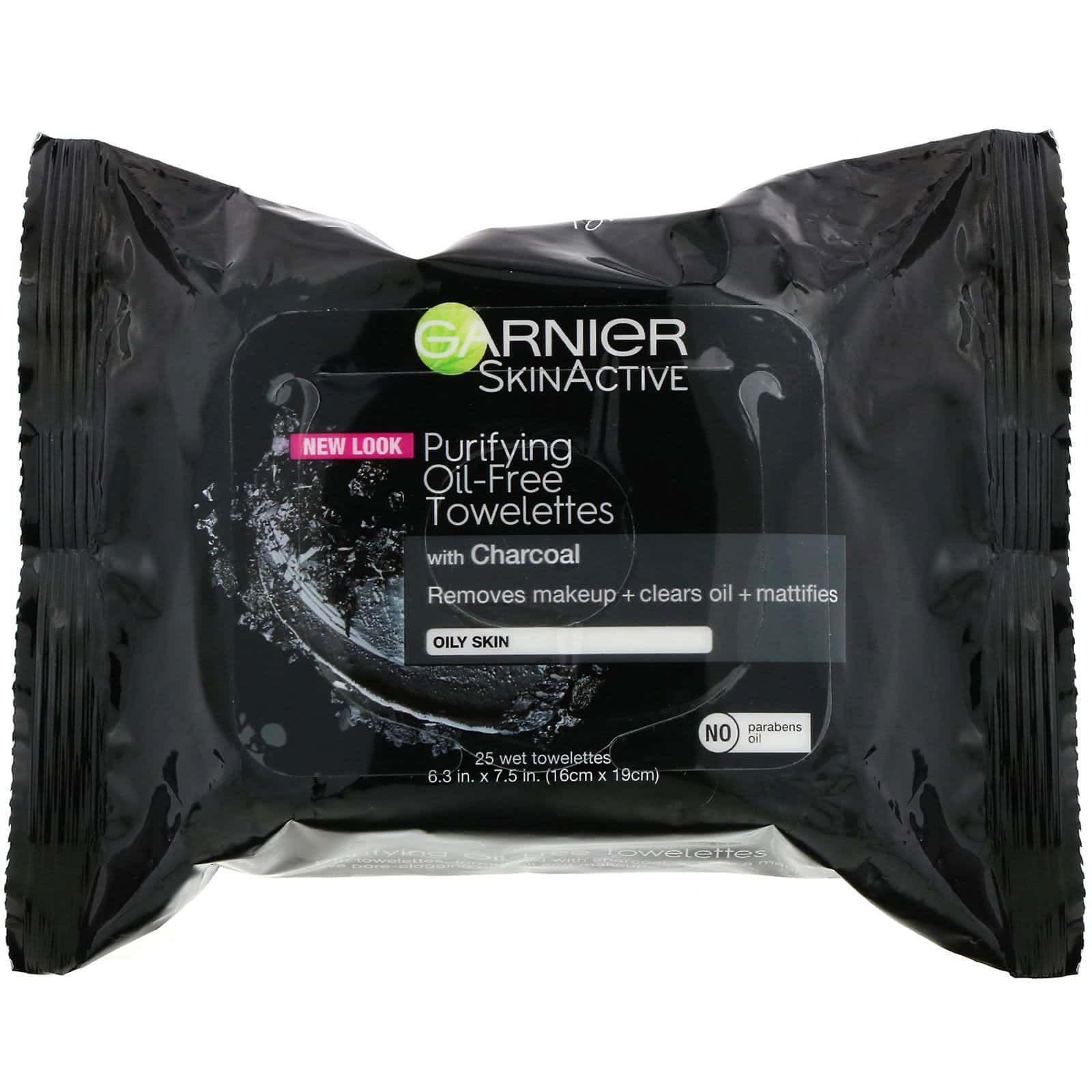 Garnier, SkinActive, Toallitas purificantes sin aceite, 25 toallitas húmedas
