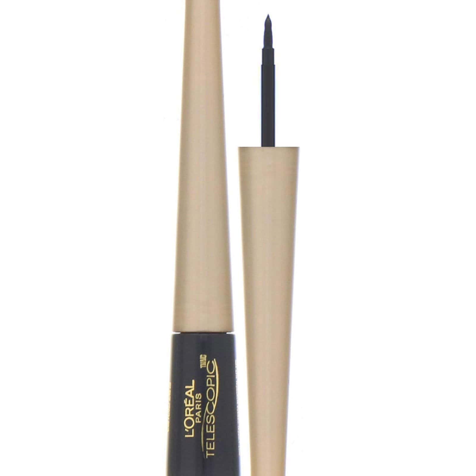 L'Oreal, Delineador líquido con punta de control Telescopic, Carbón vegetal 820, 2,45 ml (0,08 oz. líq.)