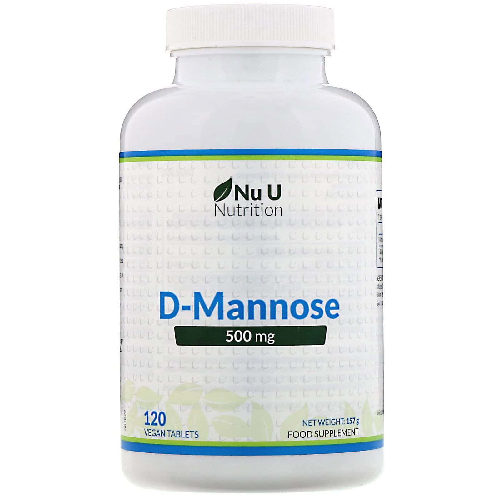 Nu U Nutrition, D-manosa, 500 mg, 120 comprimidos veganos