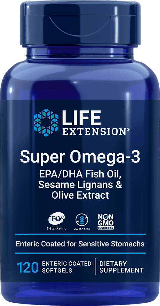 Super Omega-3 EPA/DHA Fish Oil, Sesame Lignans & Olive Extract (Enteric Coated)