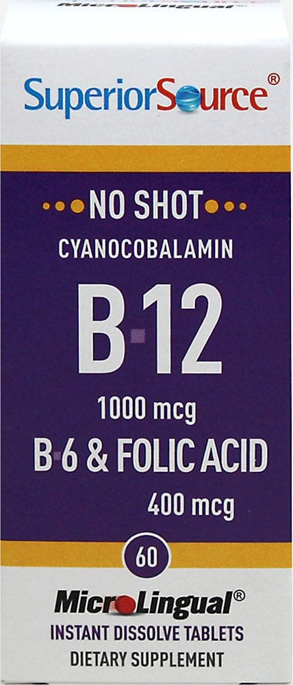 Vitamina B-12 Cinacobalamina 1,000 mcg con vitamina B-6 y ácido fólico