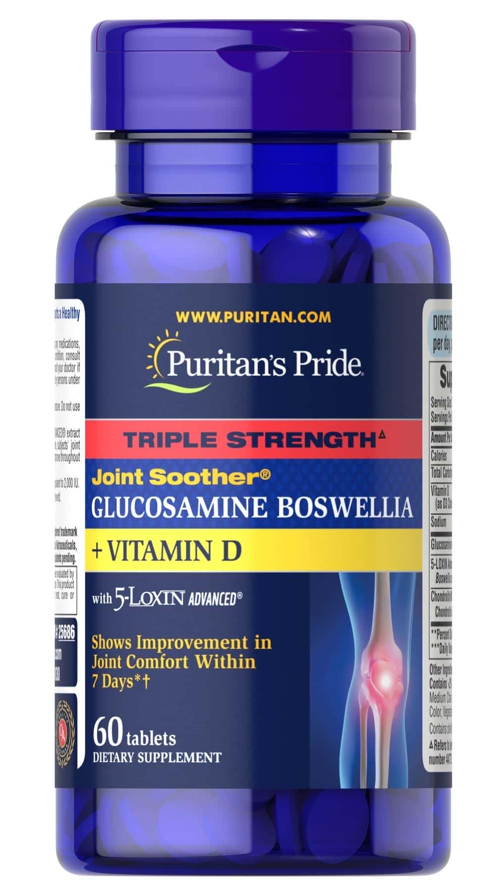 Calmante para articulaciones de triple fuerza Glucosamina Boswellia + Vitamina D
