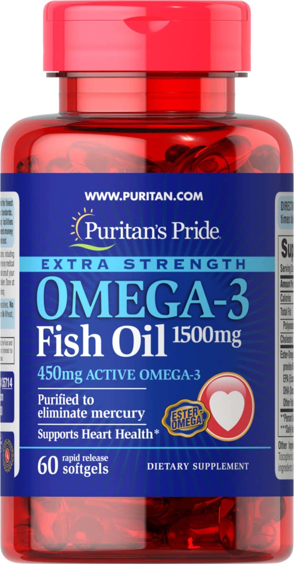 Aceite de pescado Omega-3 extra fuerte 1500 mg (450 mg Omega-3 activo)
