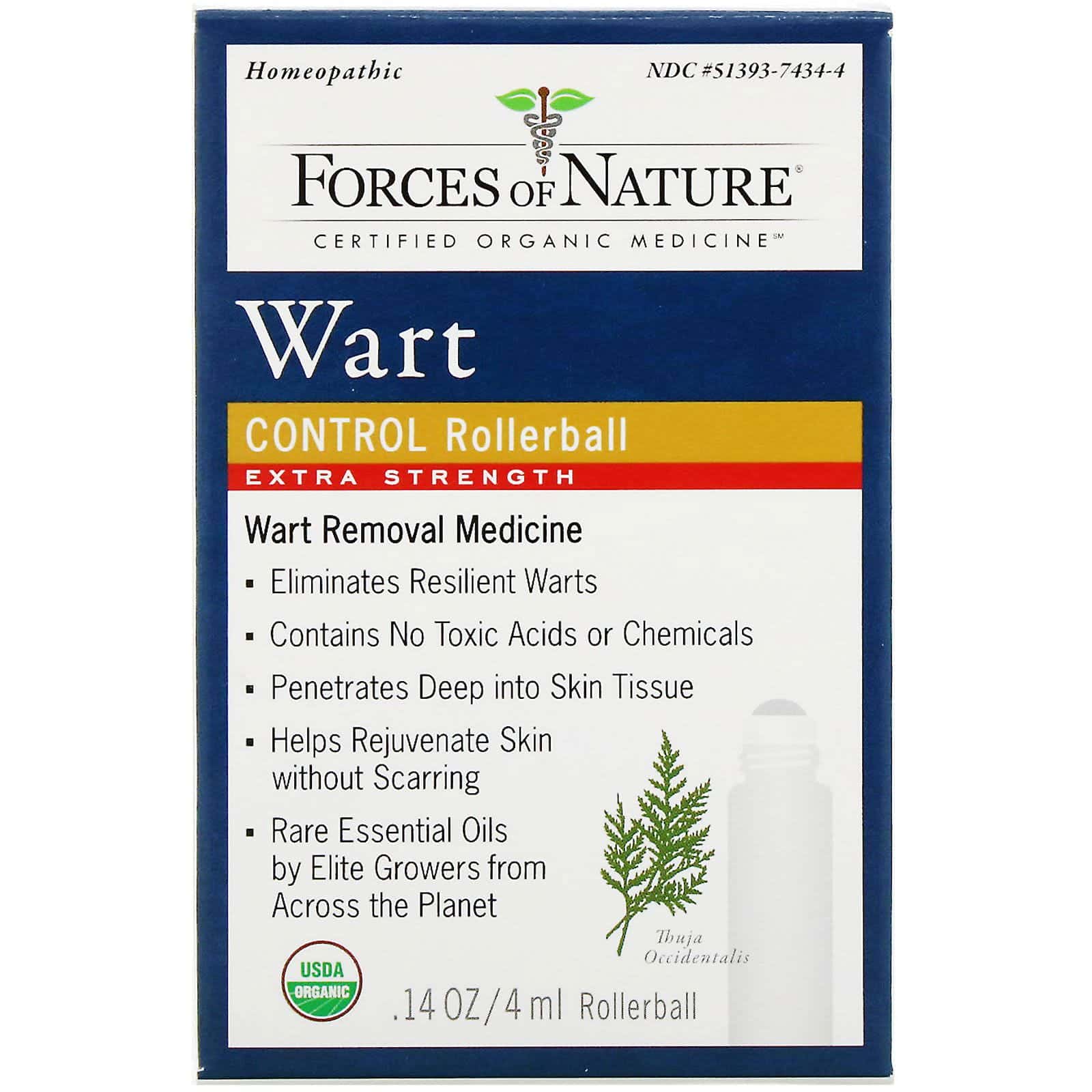 Forces of Nature, Control de verrugas, acción extra, rollerball, 4 ml (0,14 oz)
