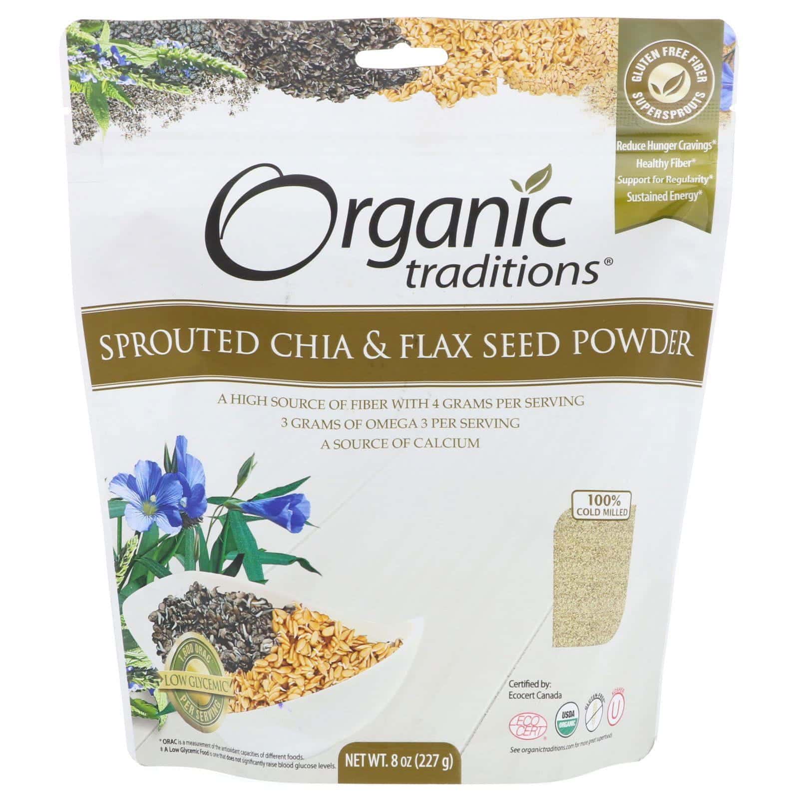 Organic Traditions, Chia germinada y semilla de linaza en polvo, 8 oz (227 g)