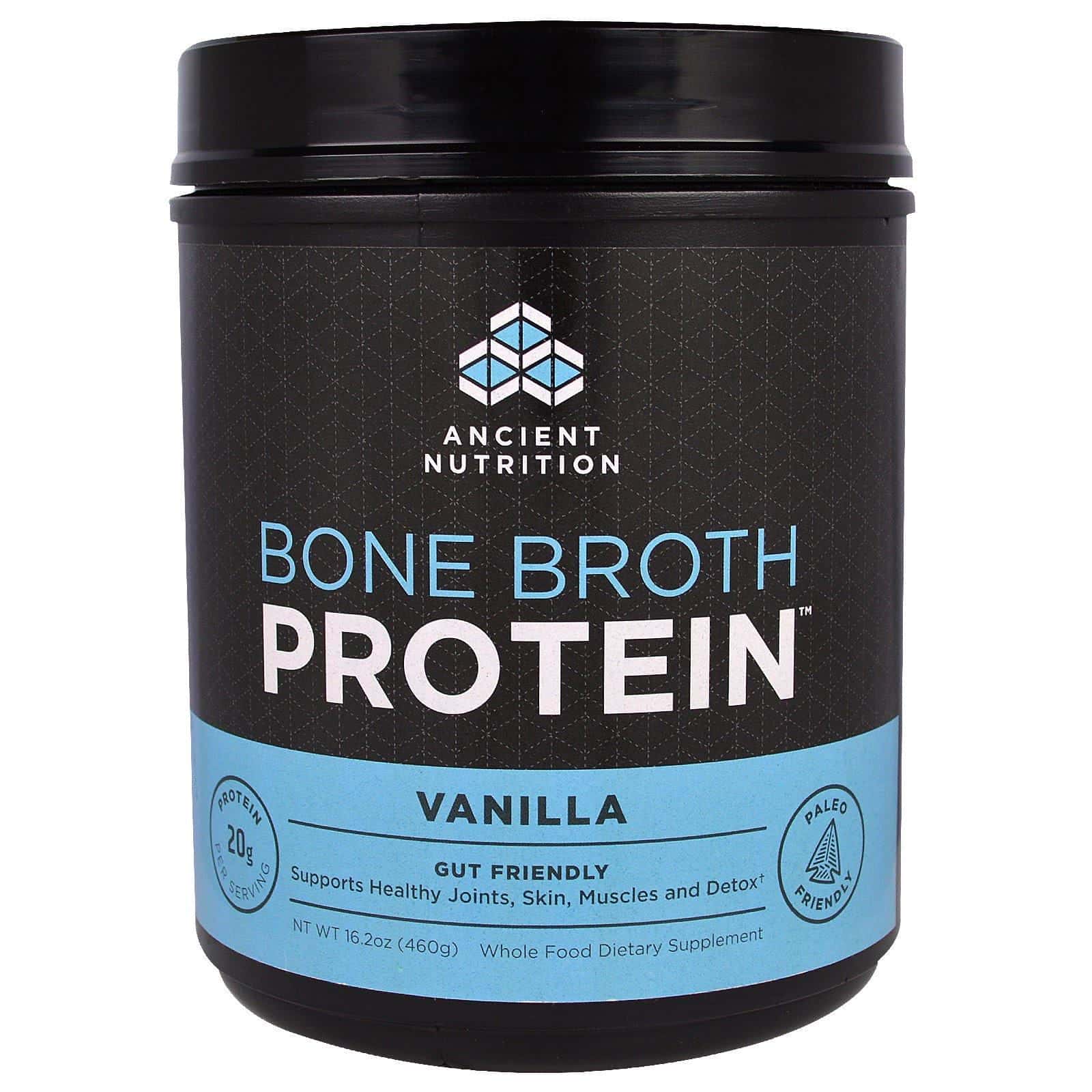 Dr. Axe / Ancient Nutrition, Proteína de caldo, Vainilla, 16,2 oz (460 g)