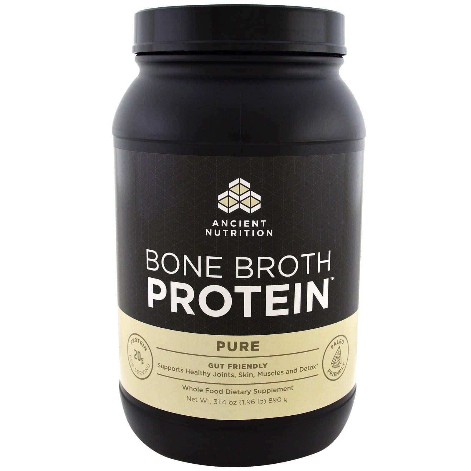 Dr. Axe / Ancient Nutrition, Proteína de caldo de hueso, pura, 31.4 oz (890 g)