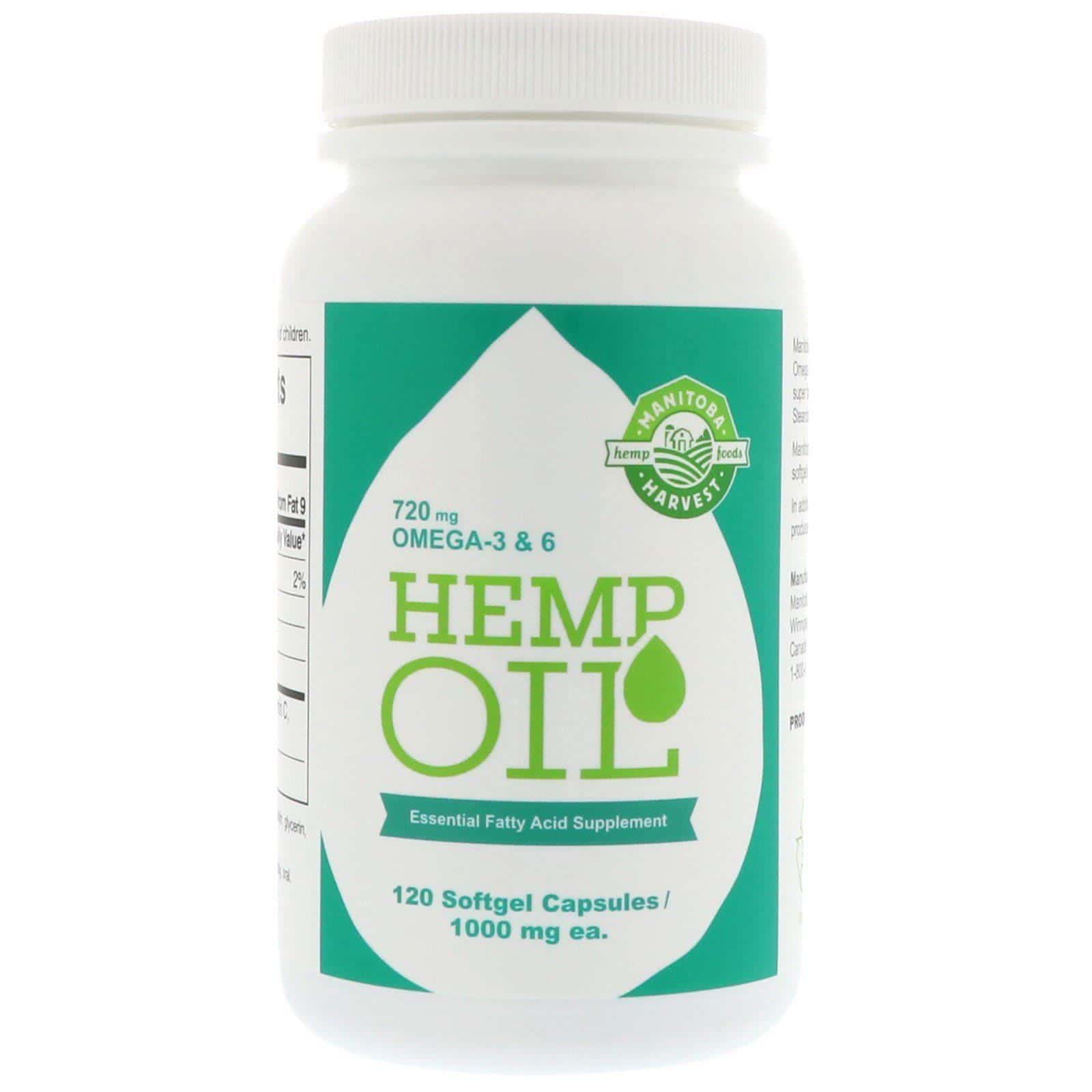 Manitoba Harvest, Aceite de cáñamo, 1000 mg, 120 cápsulas blandas