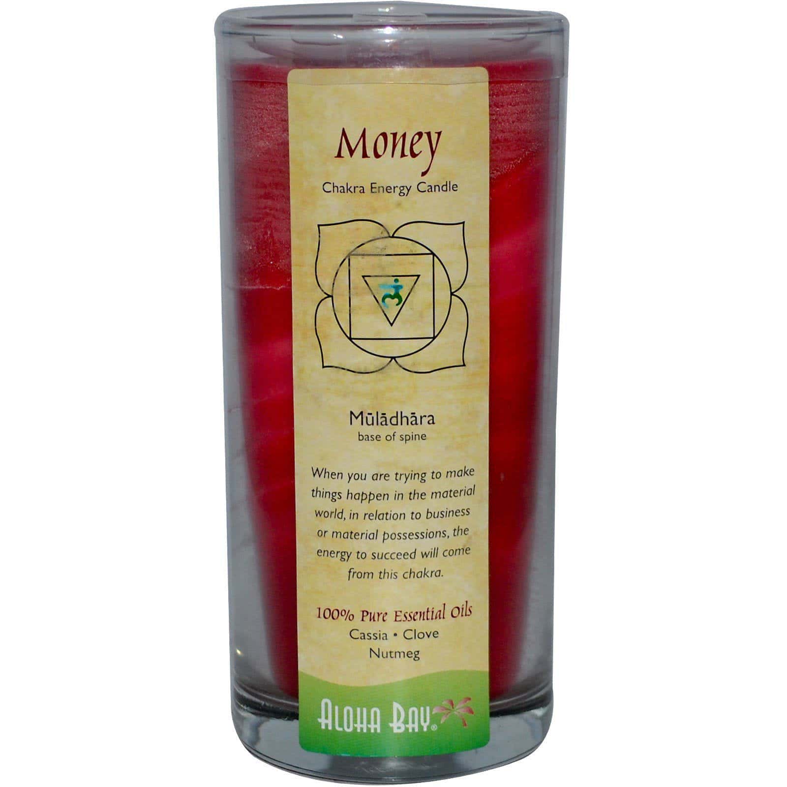 Aloha Bay, Vela Energía Chakra, Dinero, Casia • Clavos • Nuez Moscada, 11 oz