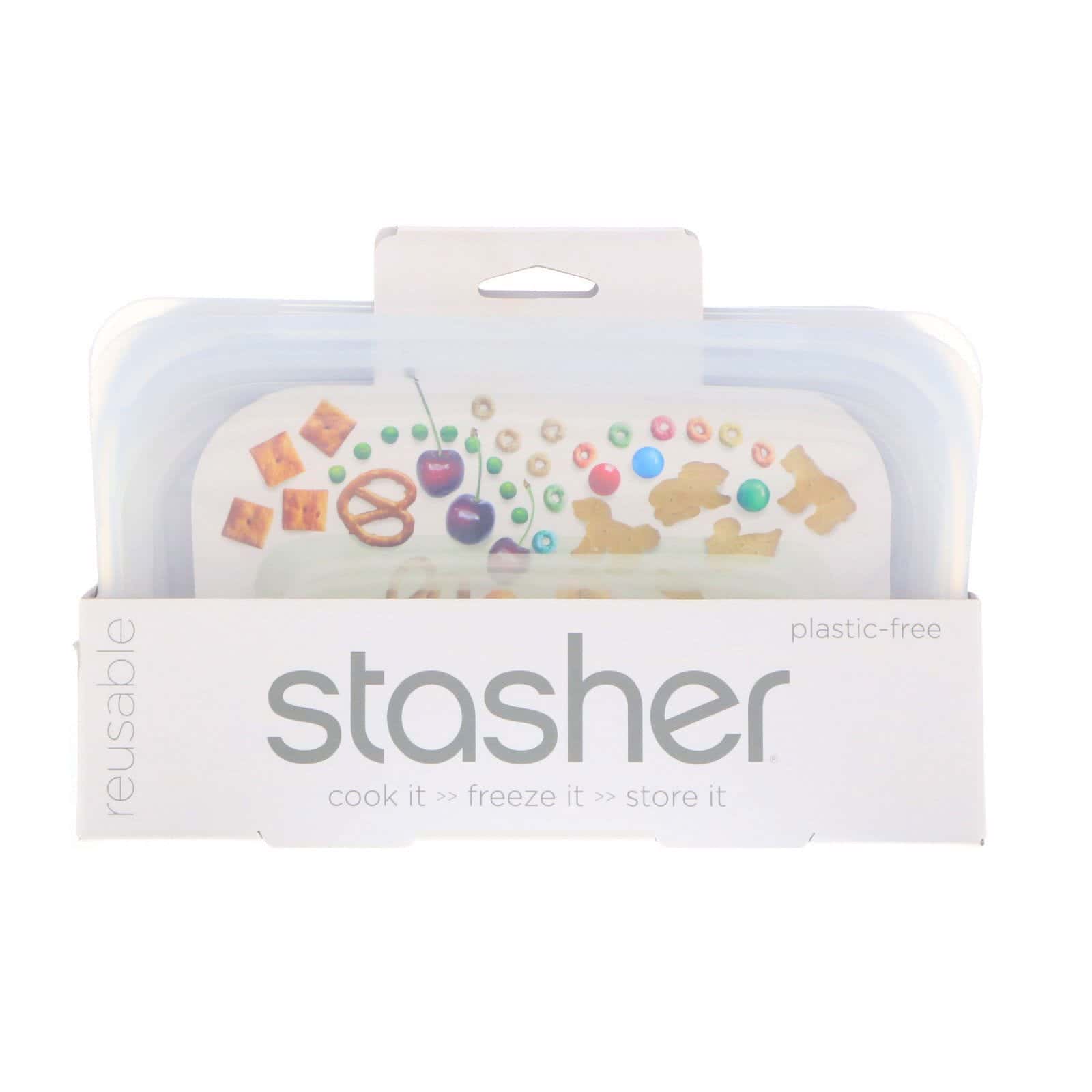 Stasher, Bolsa de silicona para alimentos, reutilizable, tamaño pequeño para aperitivo, transparente, 9.9 oz líq. (293.5 ml)
