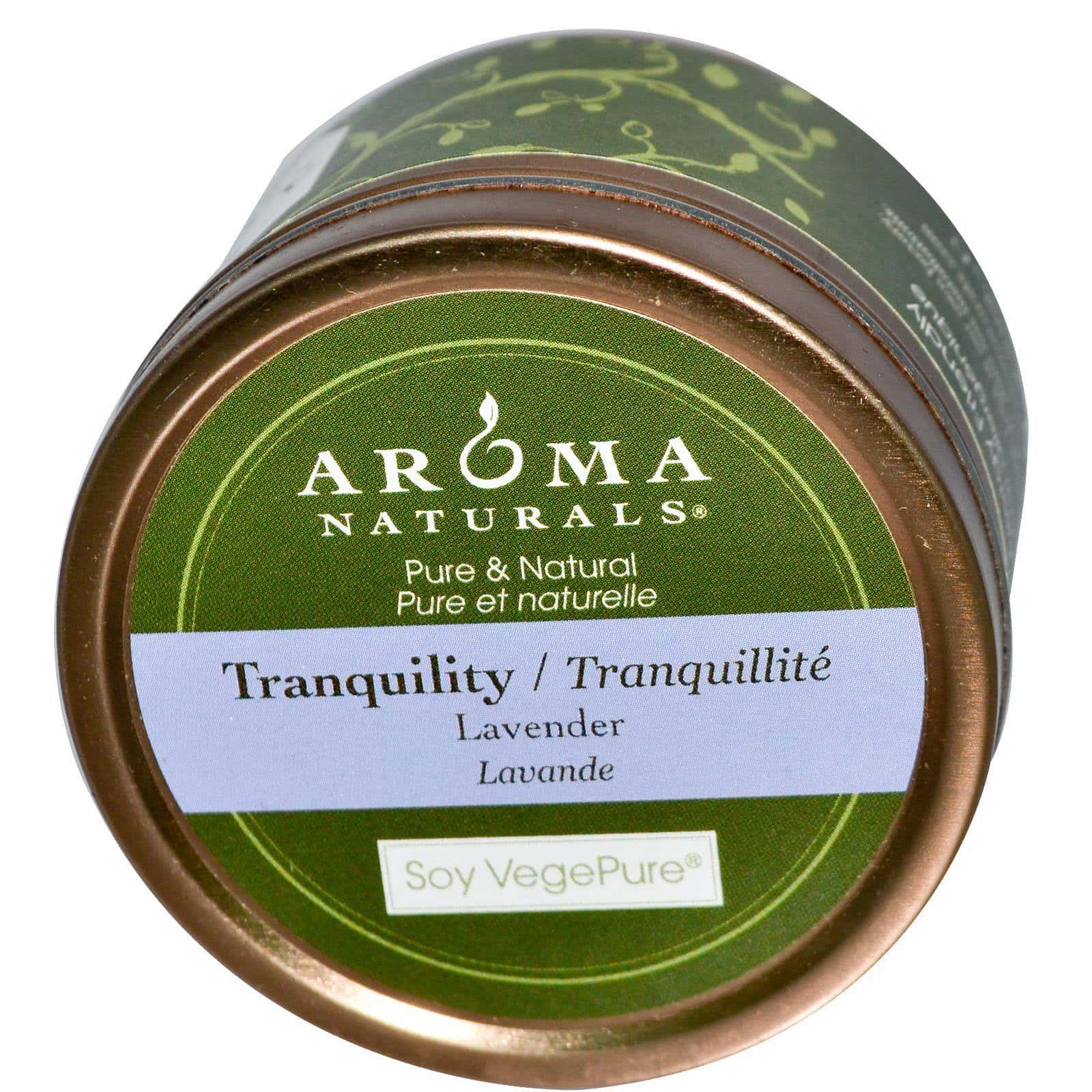 Aroma Naturals, Soy VegePure, Tranquilidad, Vela Viajera, Lavanda, 2.8 oz (79.38 g)