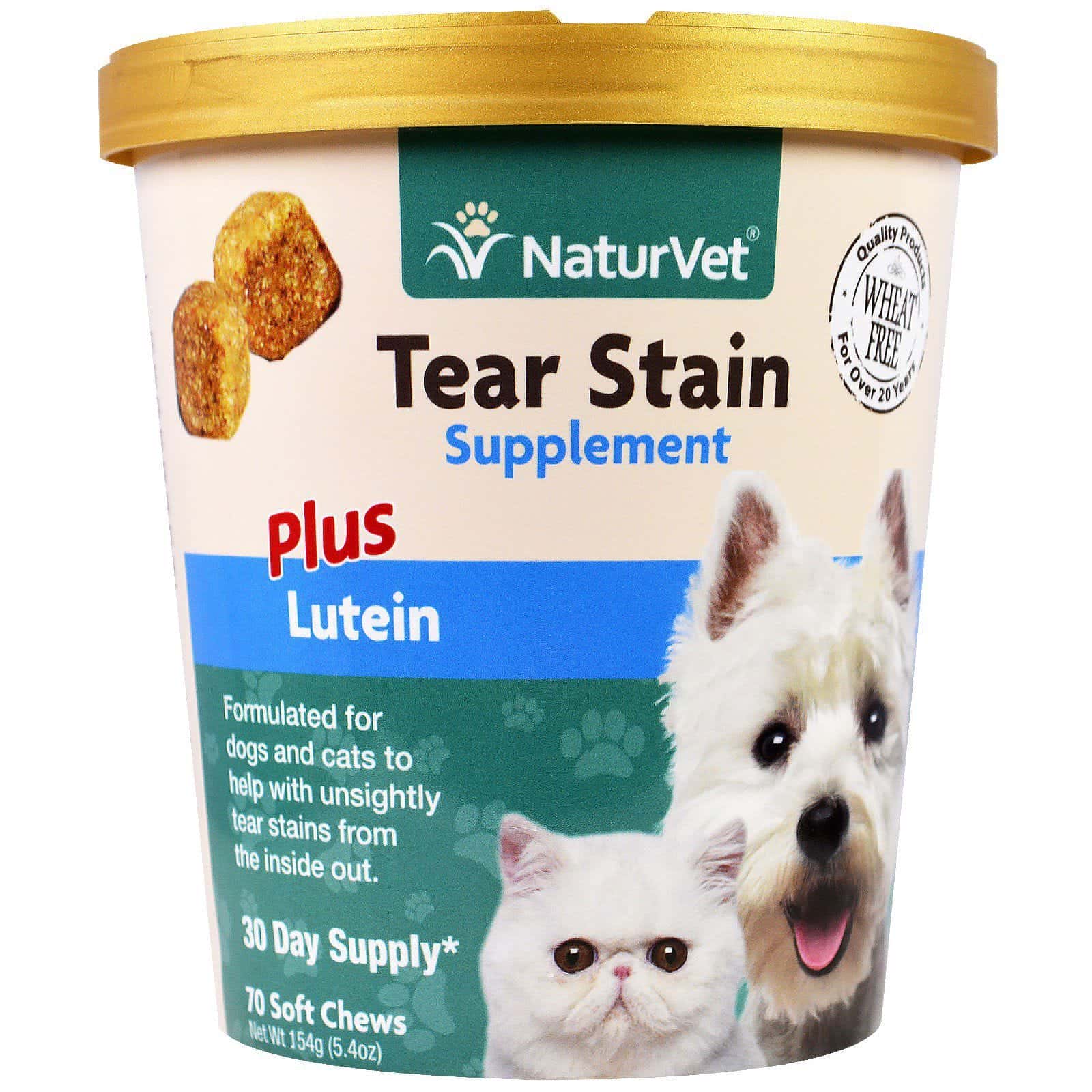 NaturVet, Manchas de lágrimas para perros y gatos, luteína plus, masticables, 5,4 oz (154 g)