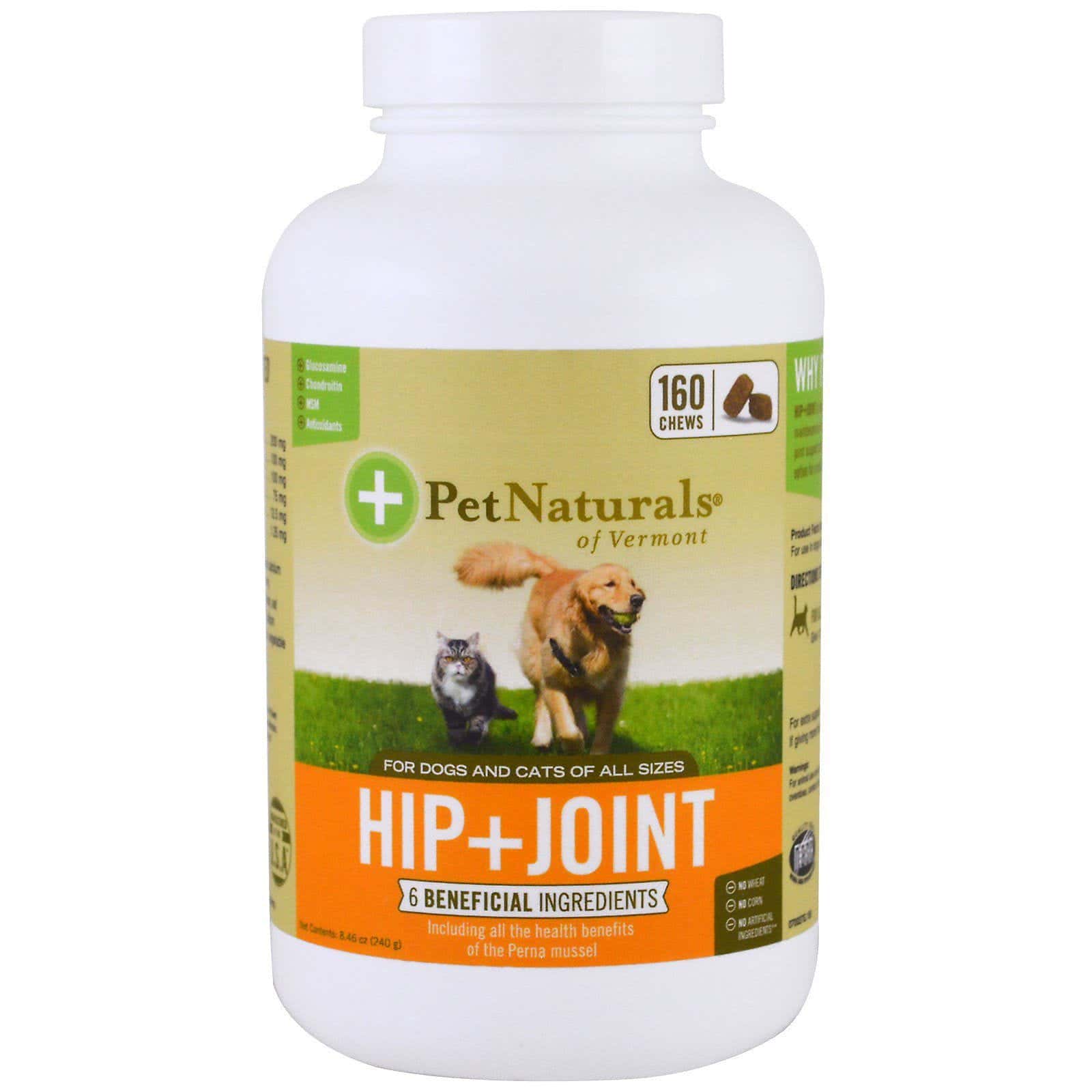 Pet Naturals of Vermont, Caderas + Articulaciones, Para perros y gatos, 160 masticables