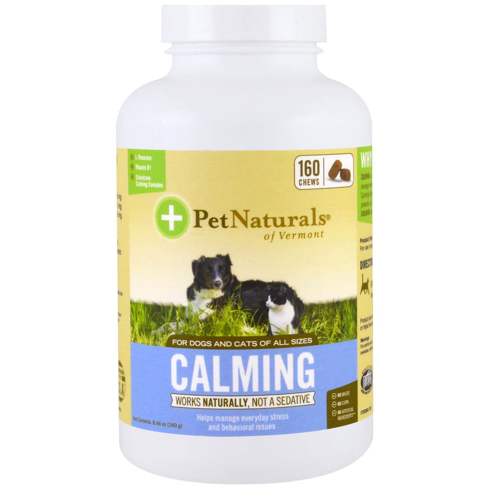 Pet Naturals of Vermont, Calmante, para perros y gatos, 160 masticables