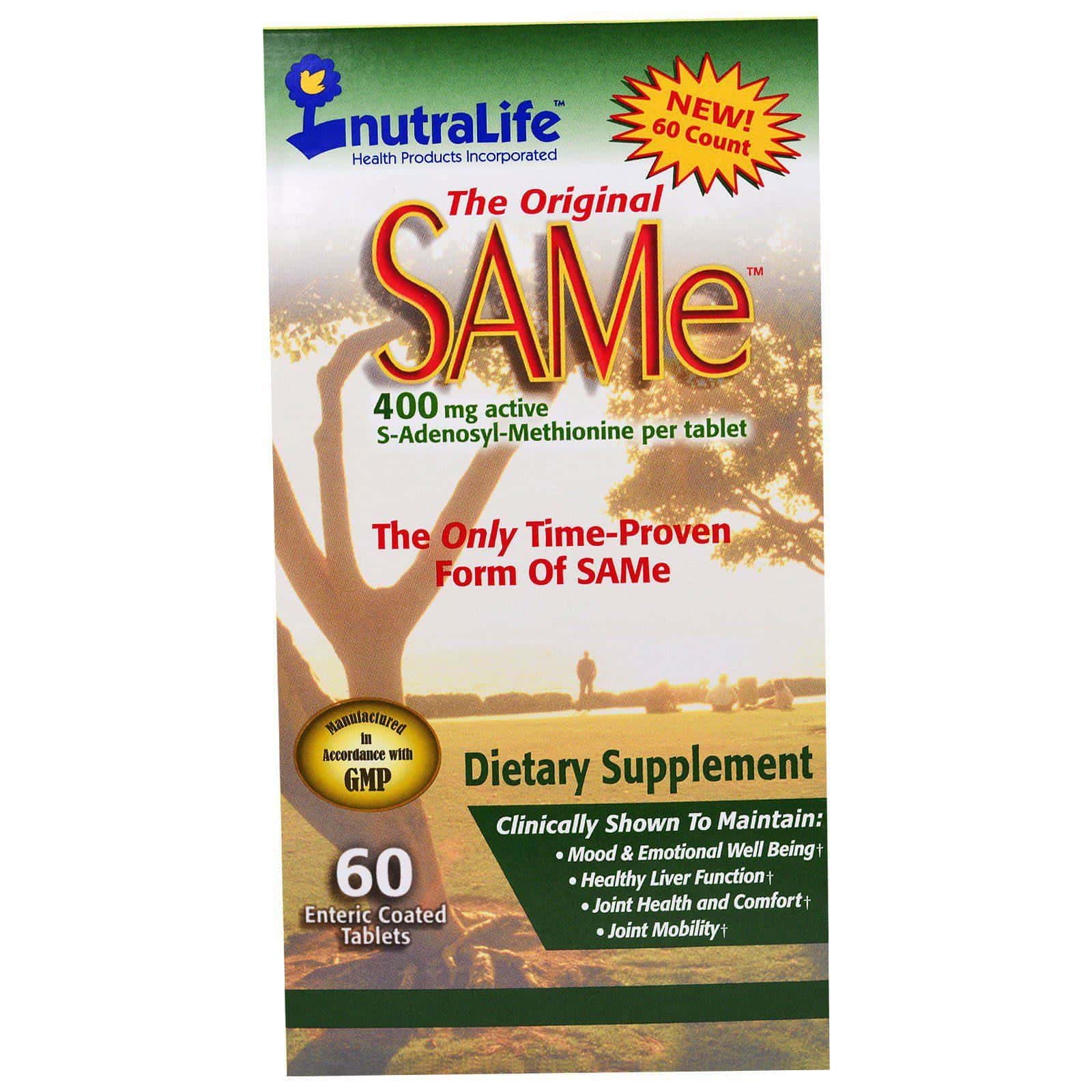 NutraLife, SAMe original, 400 mg, 60 comprimidos con recubrimiento entérico