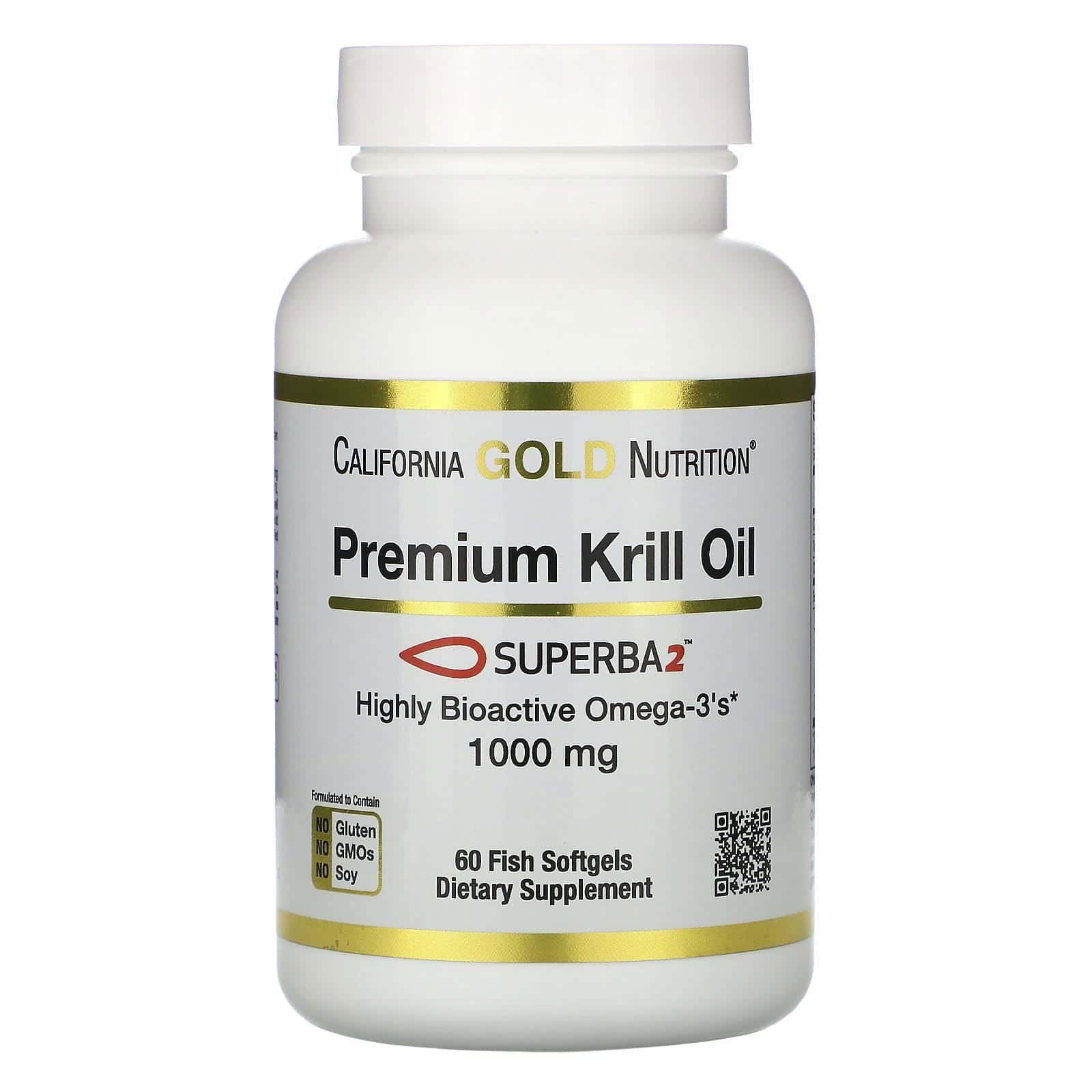 California Gold Nutrition, Aceite de kril SUPERBA2™ prémium, 1000 mg, 60 cápsulas blandas