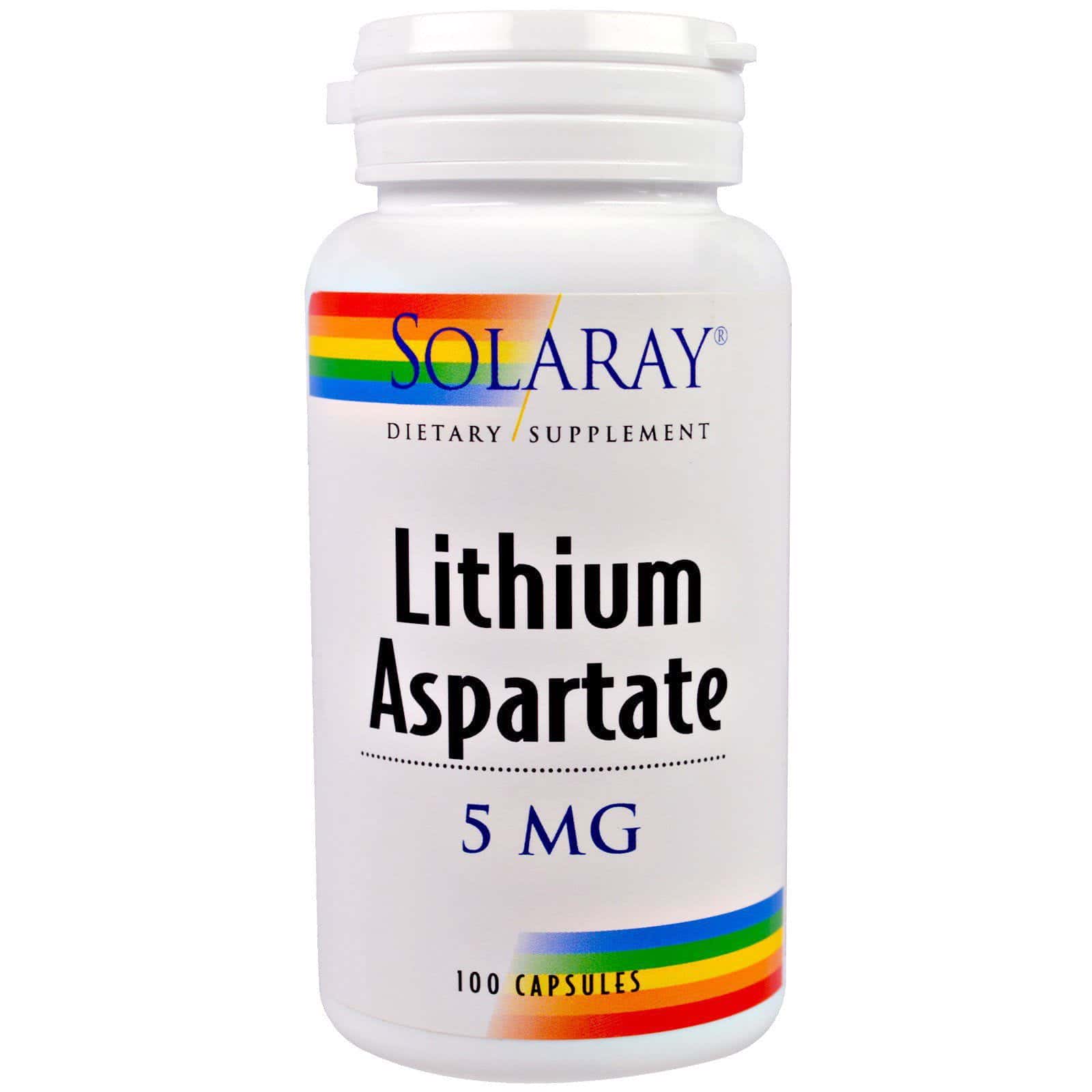 Solaray, Litio aspartato, 5 mg, 100 cápsulas