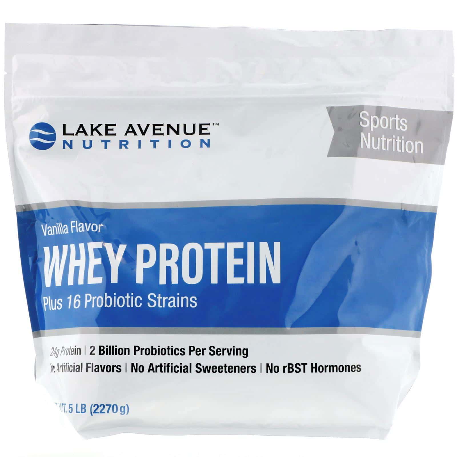 Lake Avenue Nutrition, Proteína de suero de leche y probióticos, Sabor a vainilla, 2270 g (5 lb)