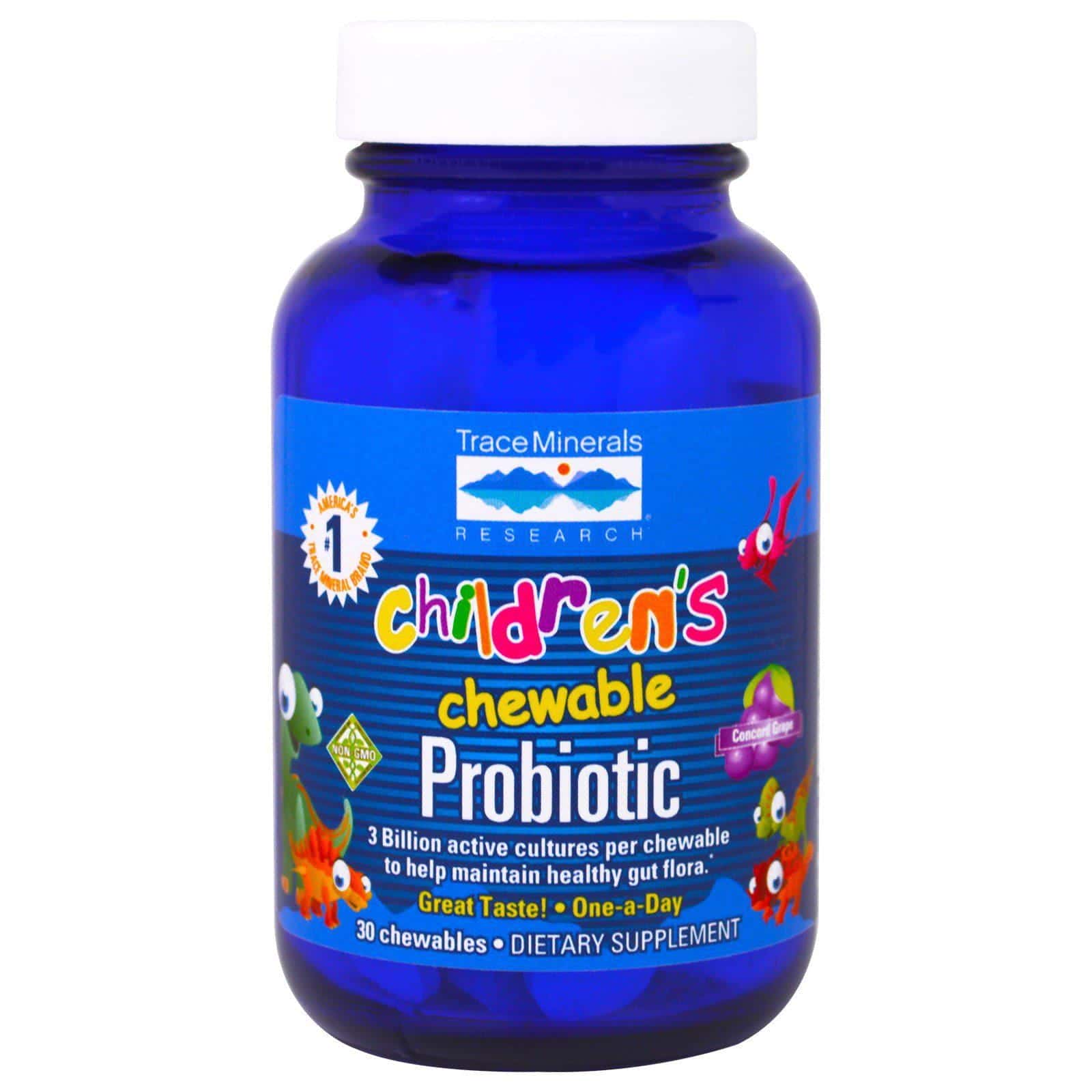 Trace Minerals Research, Probiótico masticable para niños, Uva Concord, 30 masticables