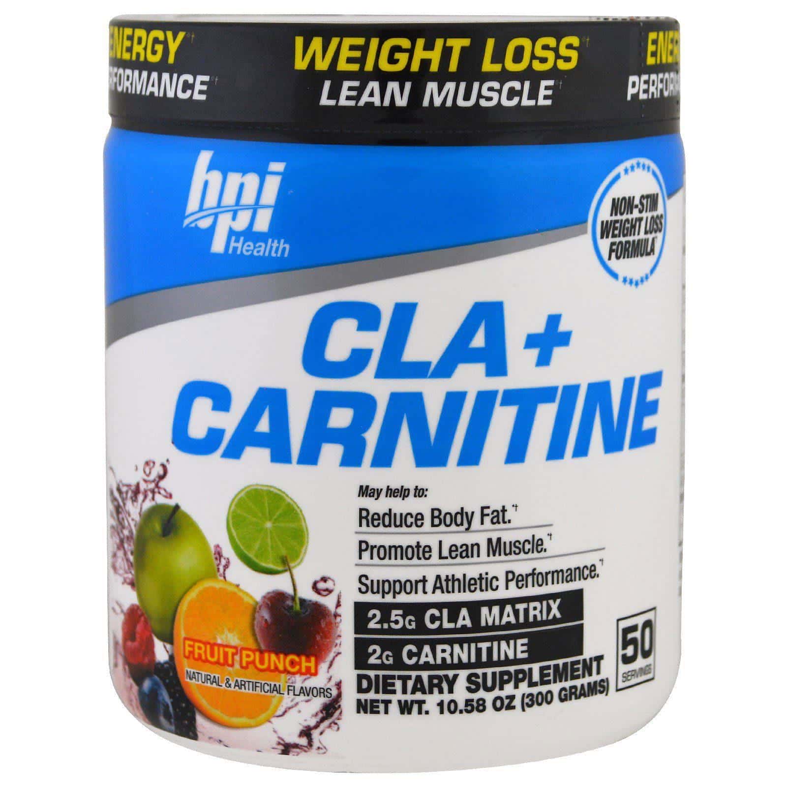 BPI Sports, CLA + Carnitina, Ponche de frutas, 10,58 oz (300 g)