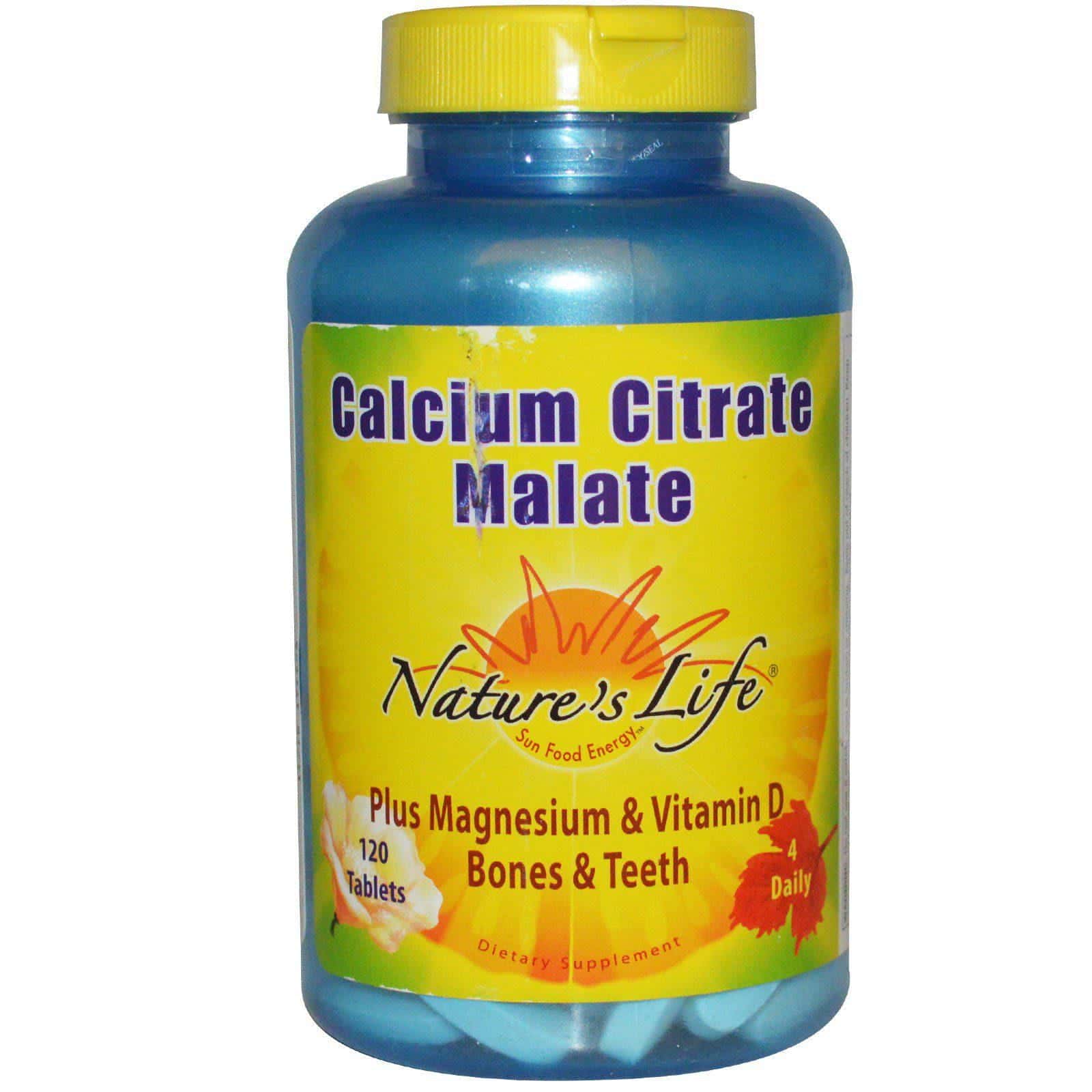Nature's Life, Citratao Malato de Calcio, 120 Tabletas