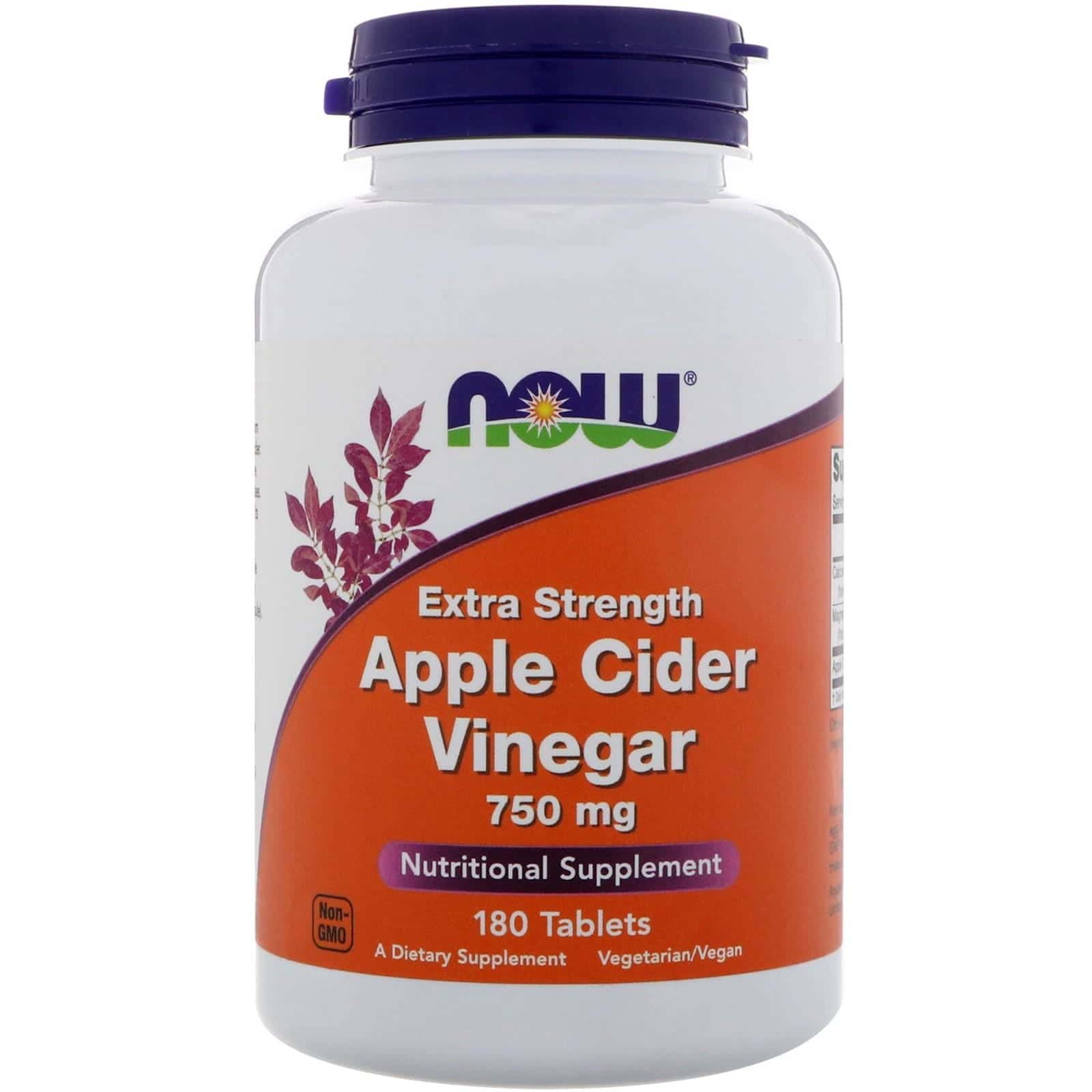 Now Foods, Vinagre de sidra de manzana, Acción extra, 750 mg, 180 comprimidos