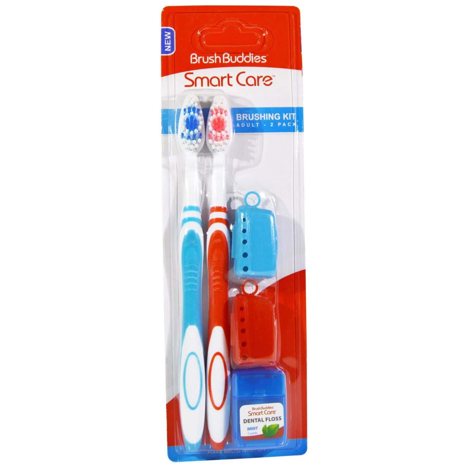 Brush Buddies, Cuidado inteligente, kit de cepillado para adultos, 2 paquetes