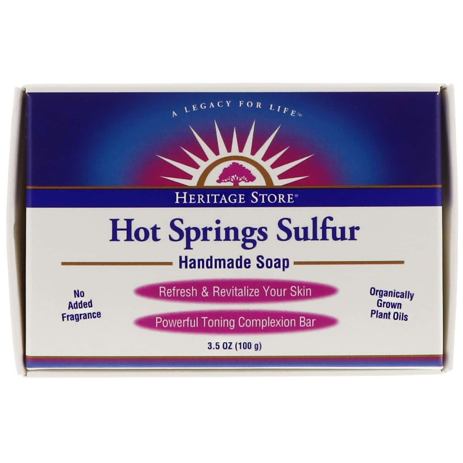 Heritage Store, Jabón artesanal de azufre de manantiales termales, 3.5 oz (100 g)