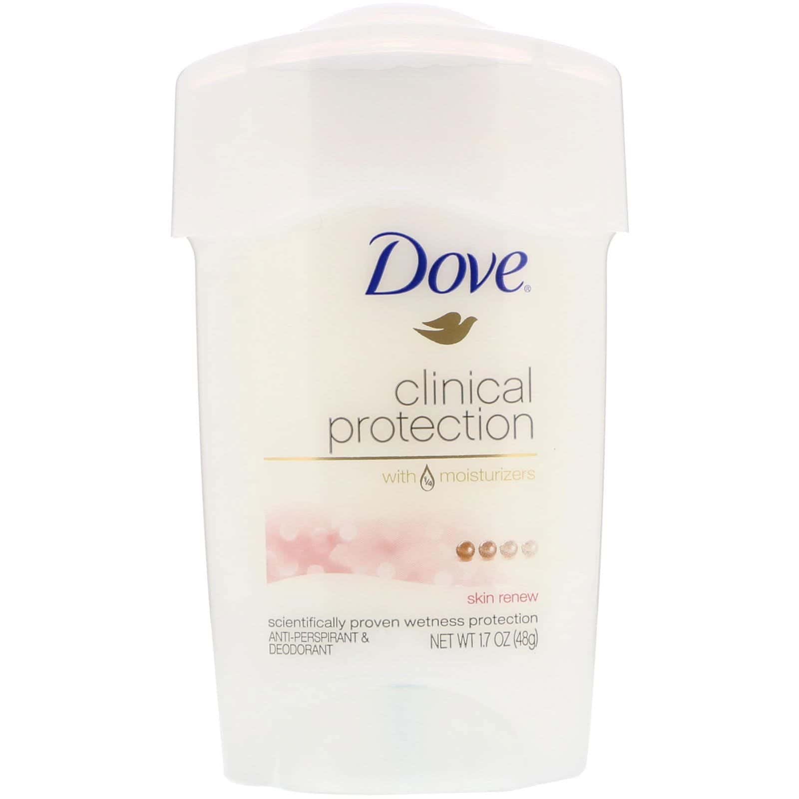 Dove, Clinical Protection, Desodorante antitranspirante, Renovación de la piel, 48 g (1,7 oz)