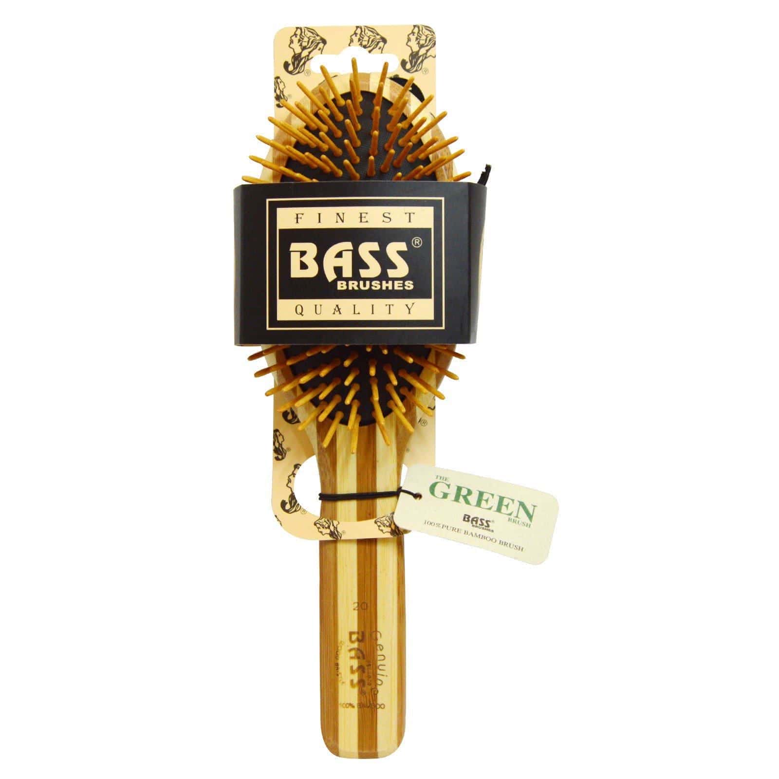 Bass Brushes, Cepillo para el pelo ovalado extra grande, cerdas de madera con mango de bambú a rayas, 1 cepillo para el pelo