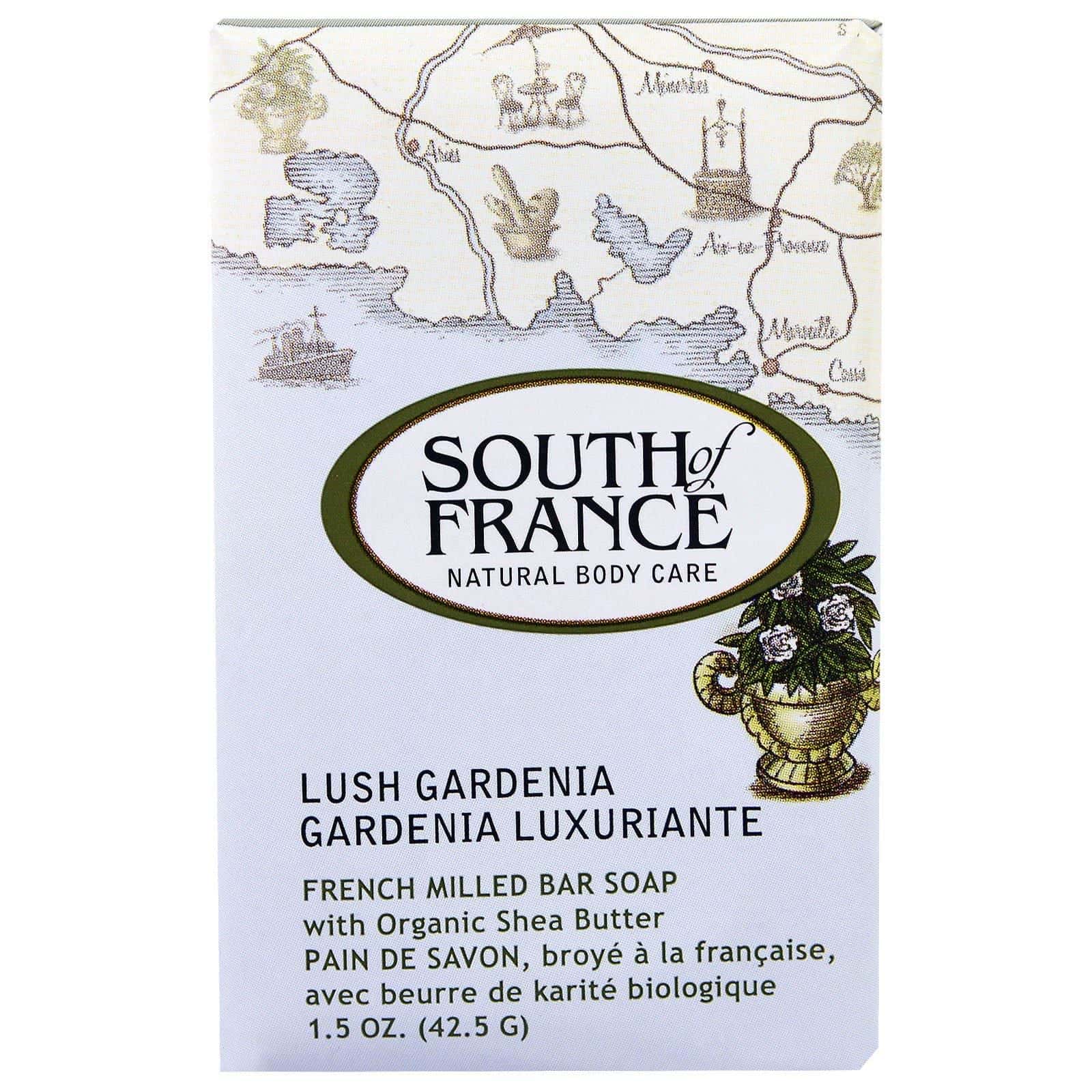 South of France, Jabón elaborado al estilo francés con manteca de karité orgánica, Gardenia exuberante, 1,5 oz (42,5 g)