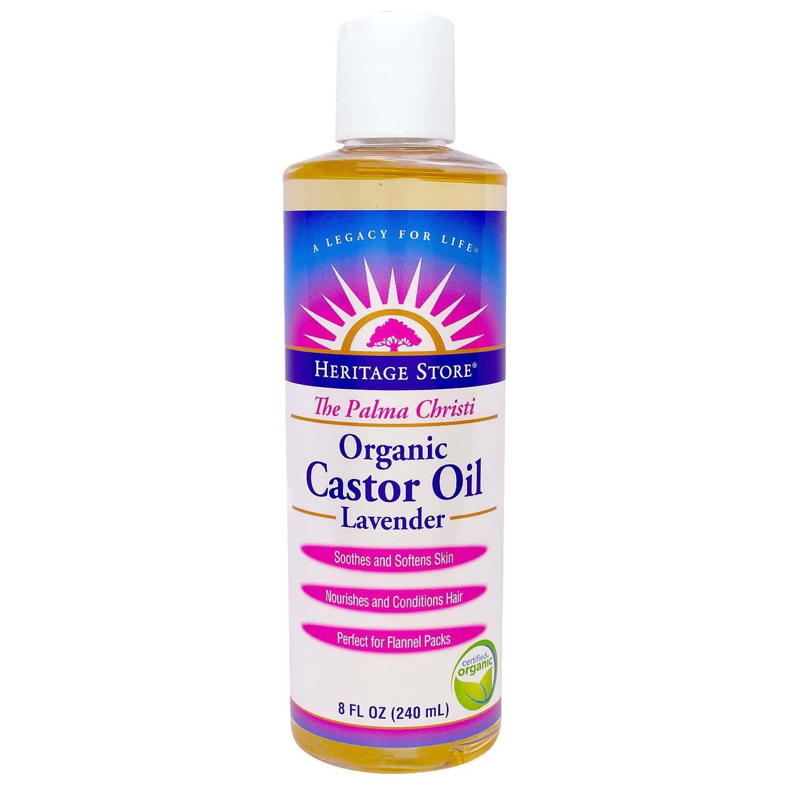 Heritage Store, Palma de Cristo, aceite orgánico de ricino, lavanda, 8 onzas fluidas (240 ml)