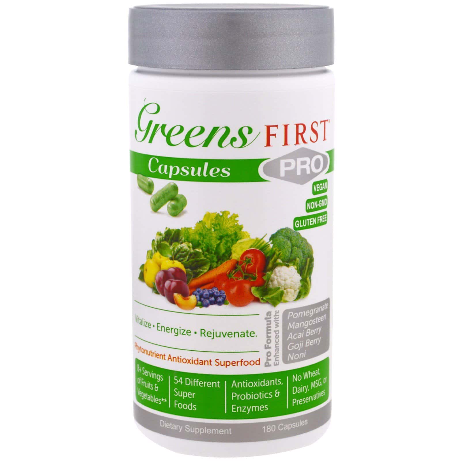 Greens First, PRO Superalimento antioxidante con fitonutrientes, 180 Cápsulas