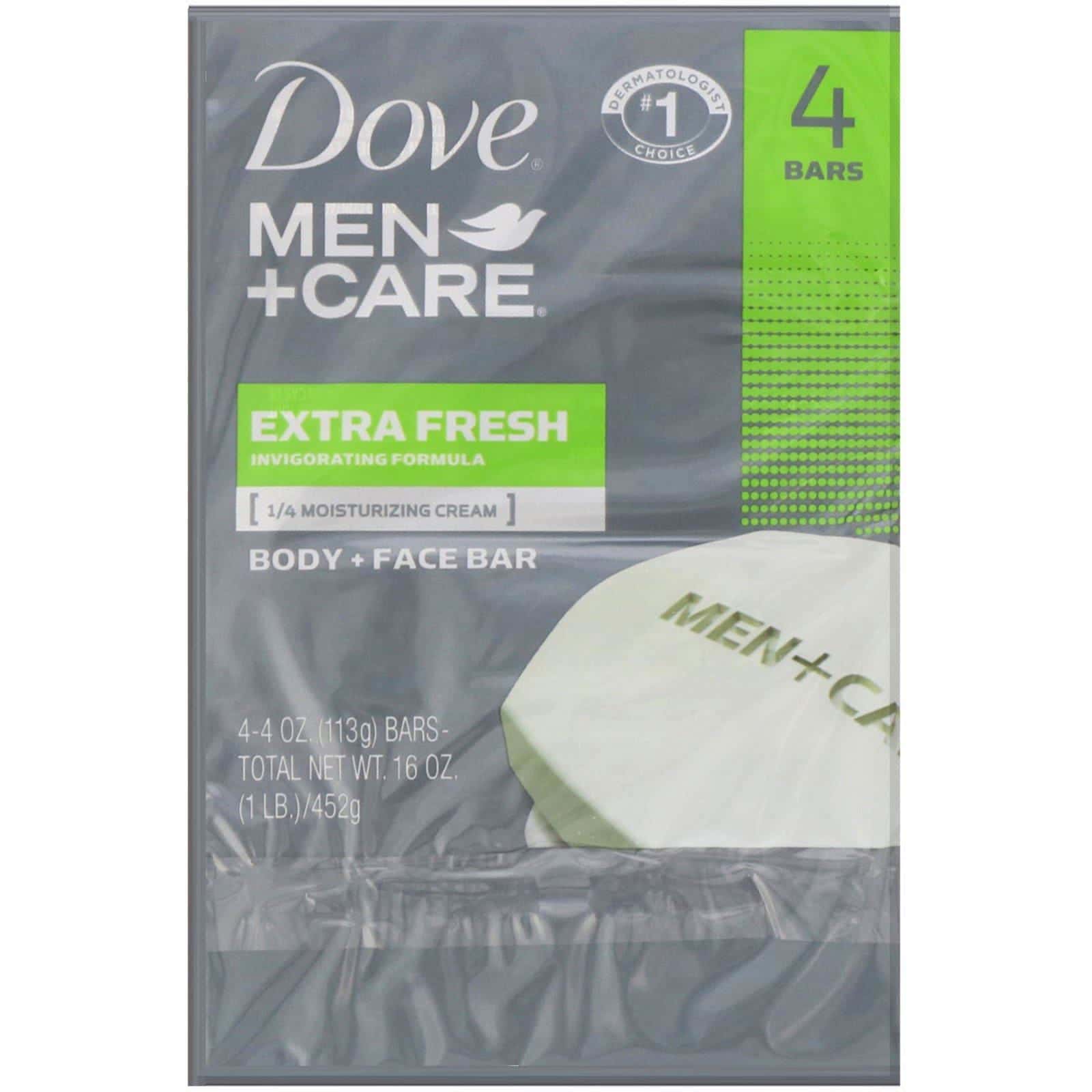 Dove, Men+Care, Barra para el rostro y el cuerpo, Extrafrescura, 4 barras, 113 g (4 oz) cada una