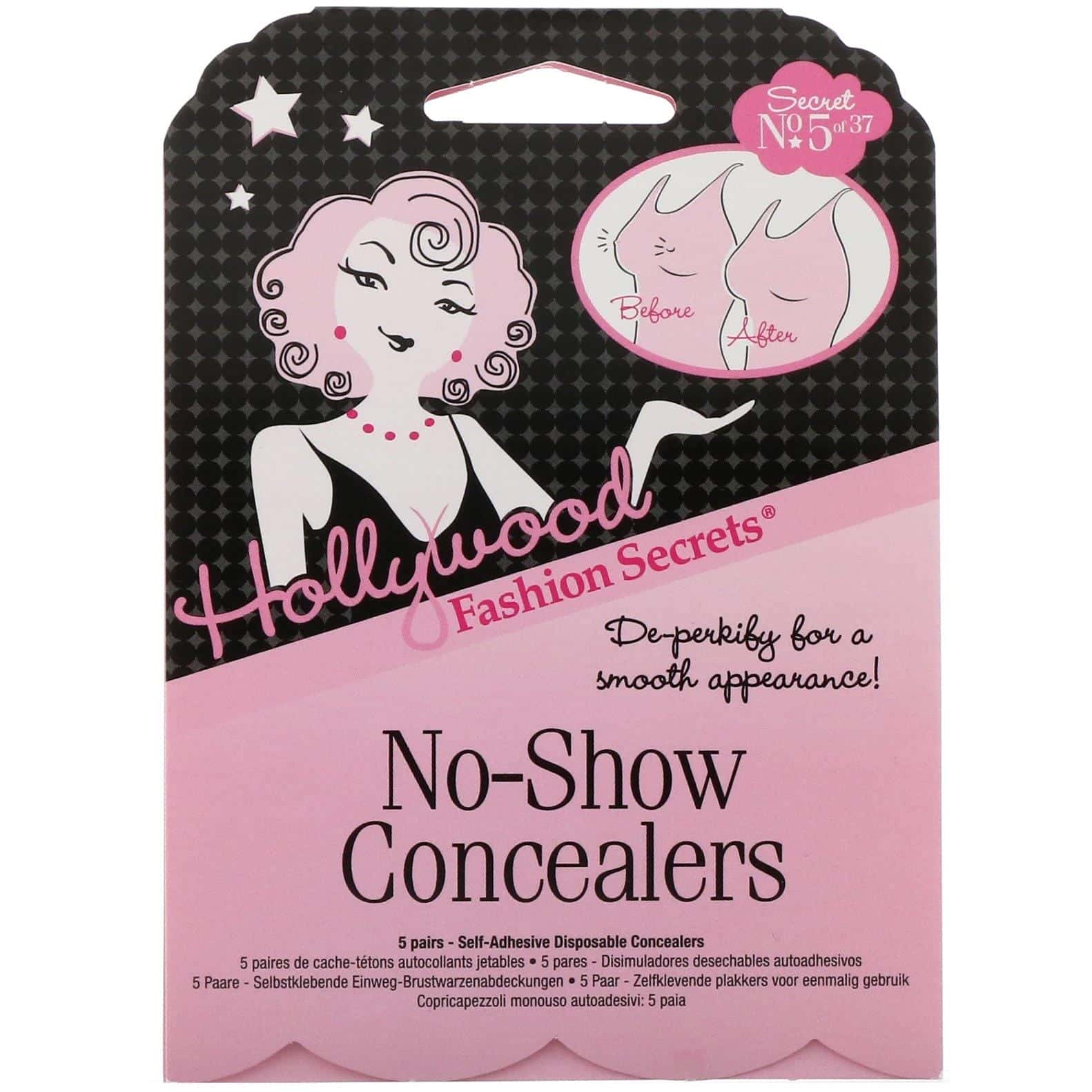 Hollywood Fashion Secrets, No Show, Cubrepezones, 5 pares