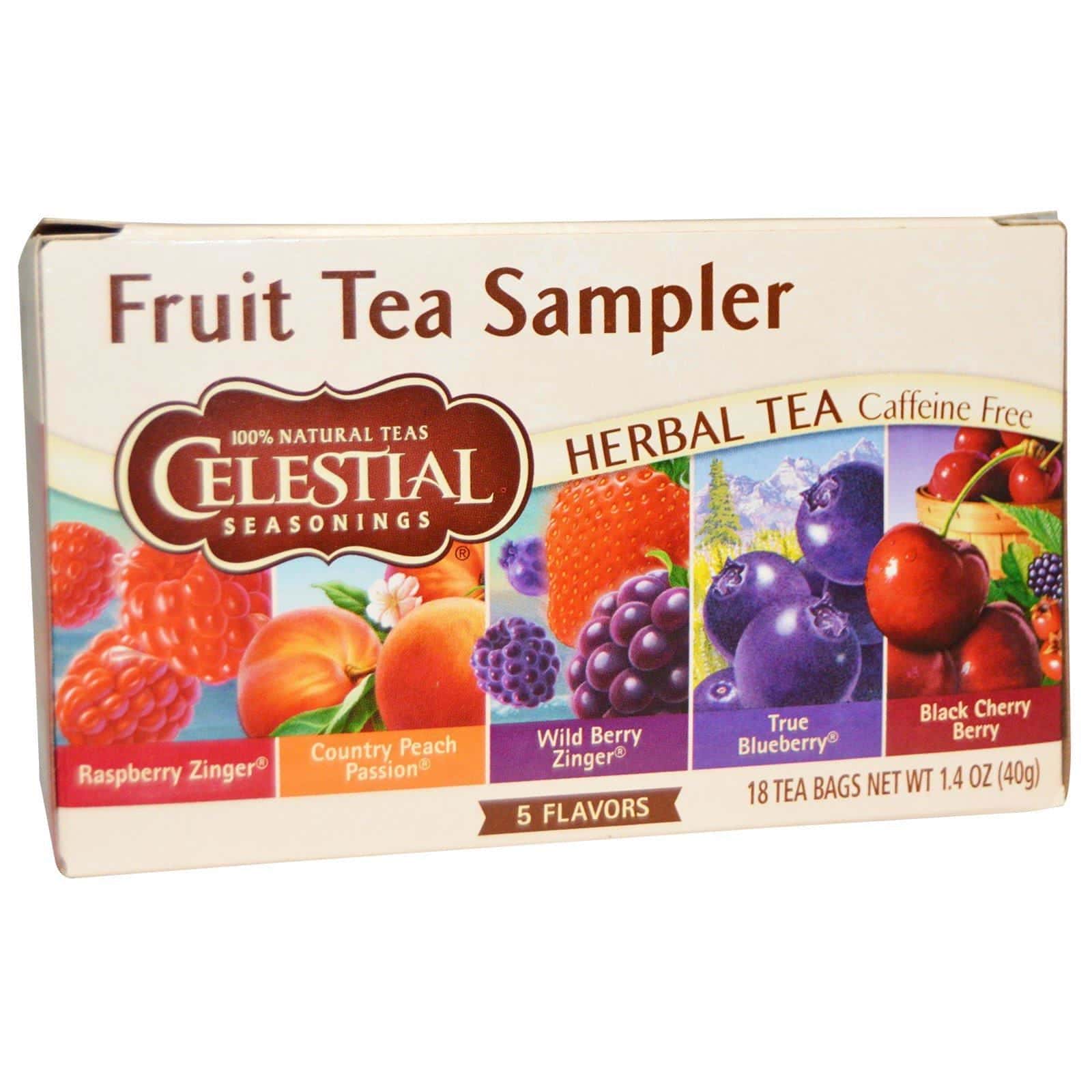Celestial Seasonings, Té de frutas surtido, Té de hierbas, Sin cafeína, 5 sabores, 18 bolsitas, 1.4 oz (40 g)