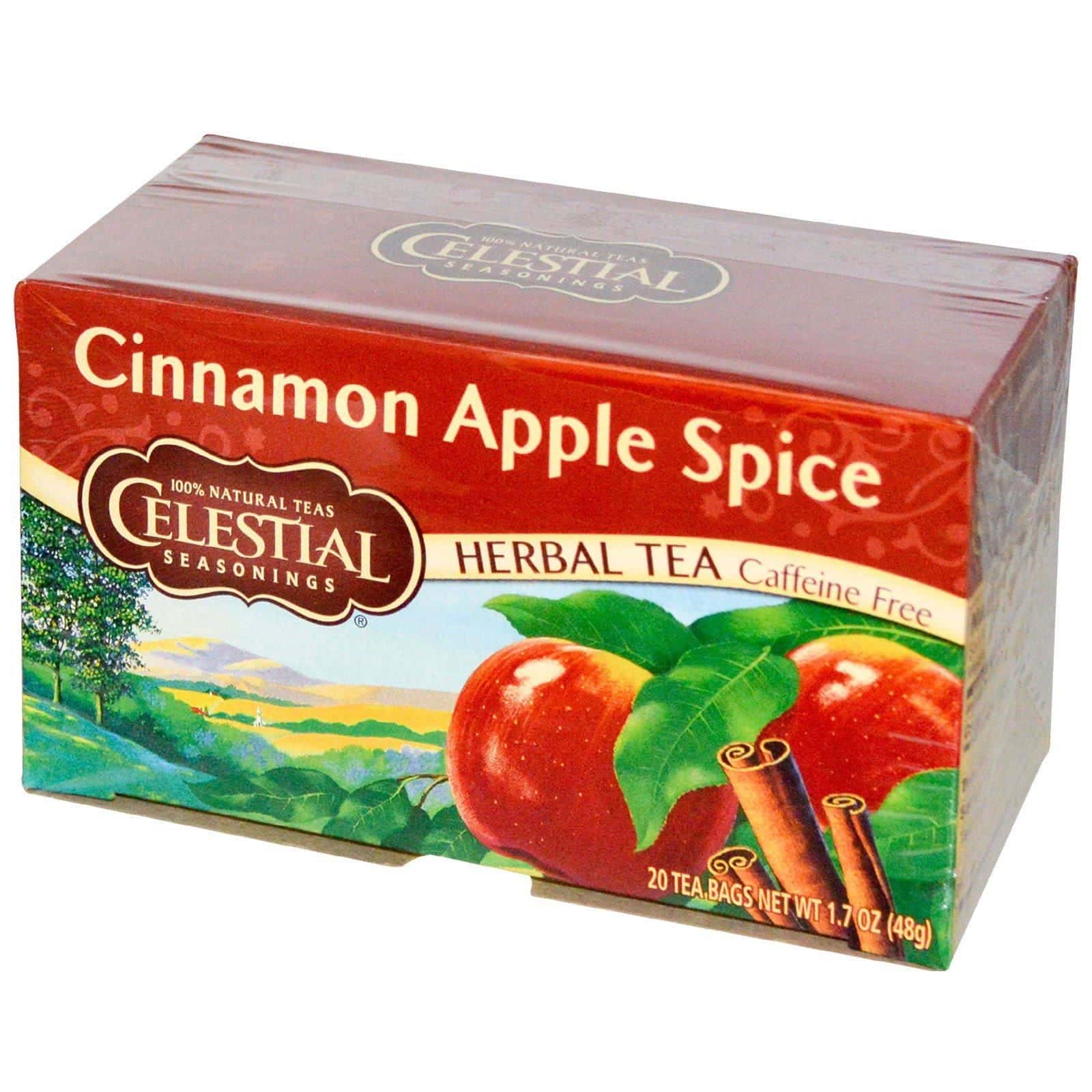 Celestial Seasonings, Canela y manzana picante, sin cafeína, 20 bolsitas de té, 1,7 oz (48 g)