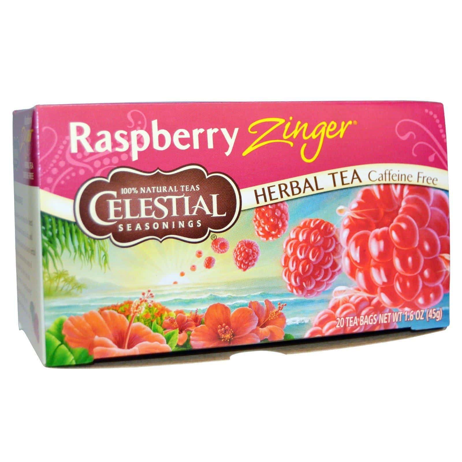 Celestial Seasonings, Té de hierbas, sin cafeína, frambuesa Zinger, 20 bolsas de té, 1.6 oz (45 g)