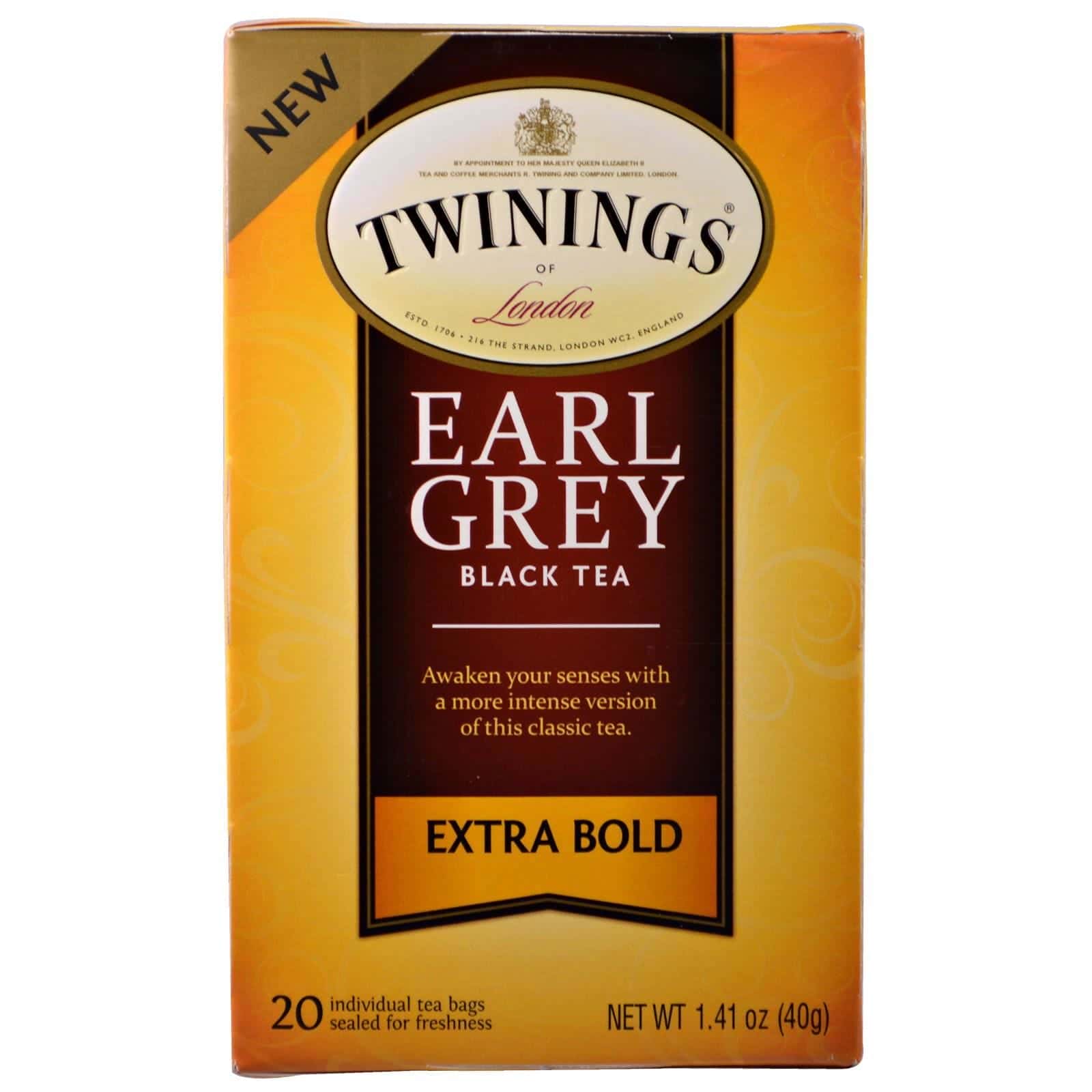Twinings, Té Negro, Conde Grey, Extra fuerte, 20 bolsas de té - 1,41 oz (40 g)