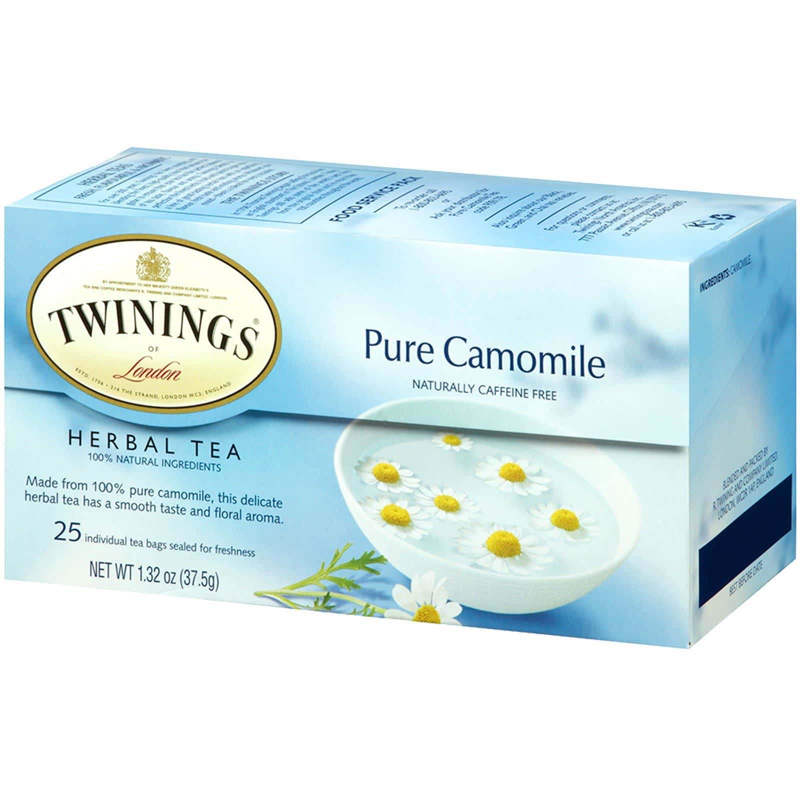 Twinings, Té herbal, manzanilla pura , libre de cafeína, 25 bolsas de té, 1.32 oz (37.5 g)