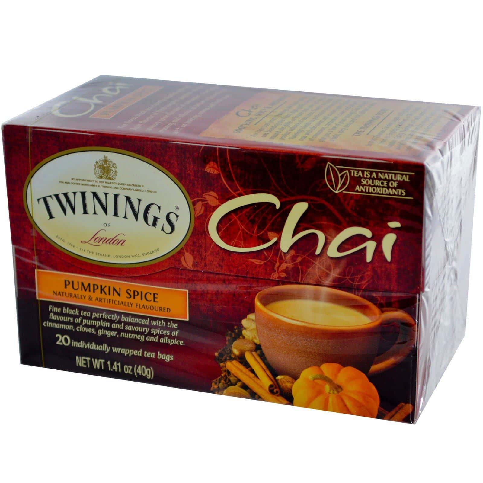 Twinings, Chai, Especia de calabaza, 20 Saquitos de té, 40 g (1,41 oz)