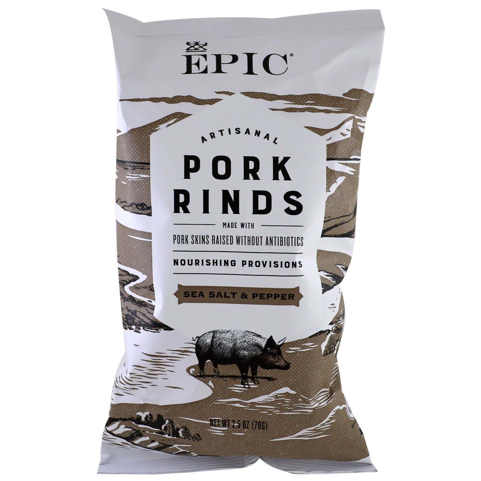 Epic Bar, Chicharrones de cerdo artesanales, sal marina y pimienta, 2,5 oz (70 g)