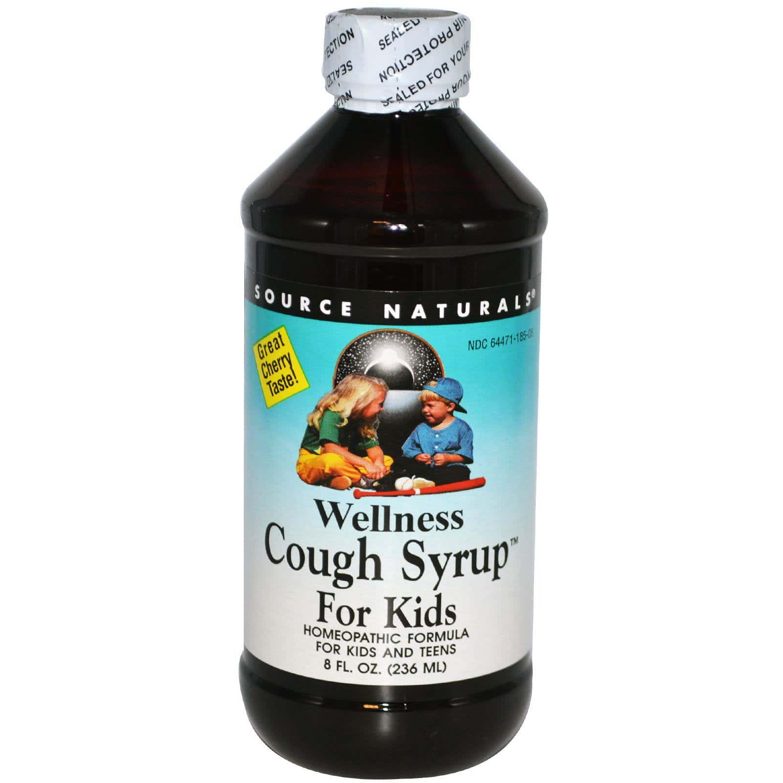 Source Naturals, Wellness Jarabe para la tos para niños, Gran sabor a cereza, 8 fl oz (236 ml)