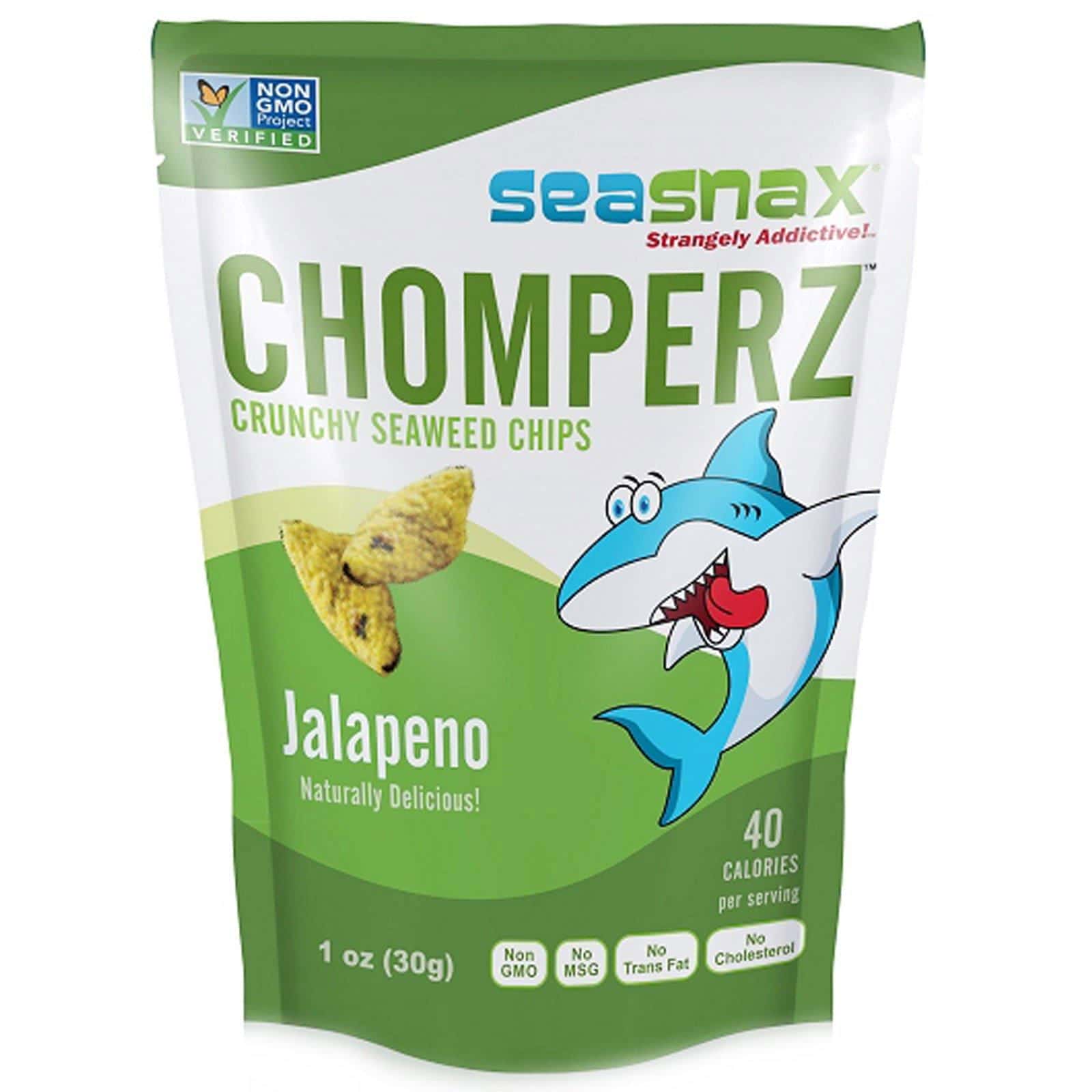 SeaSnax, Chomperz, Chips Crujientes de Algas Marinas, Jalapeño, 1 oz (30 g)